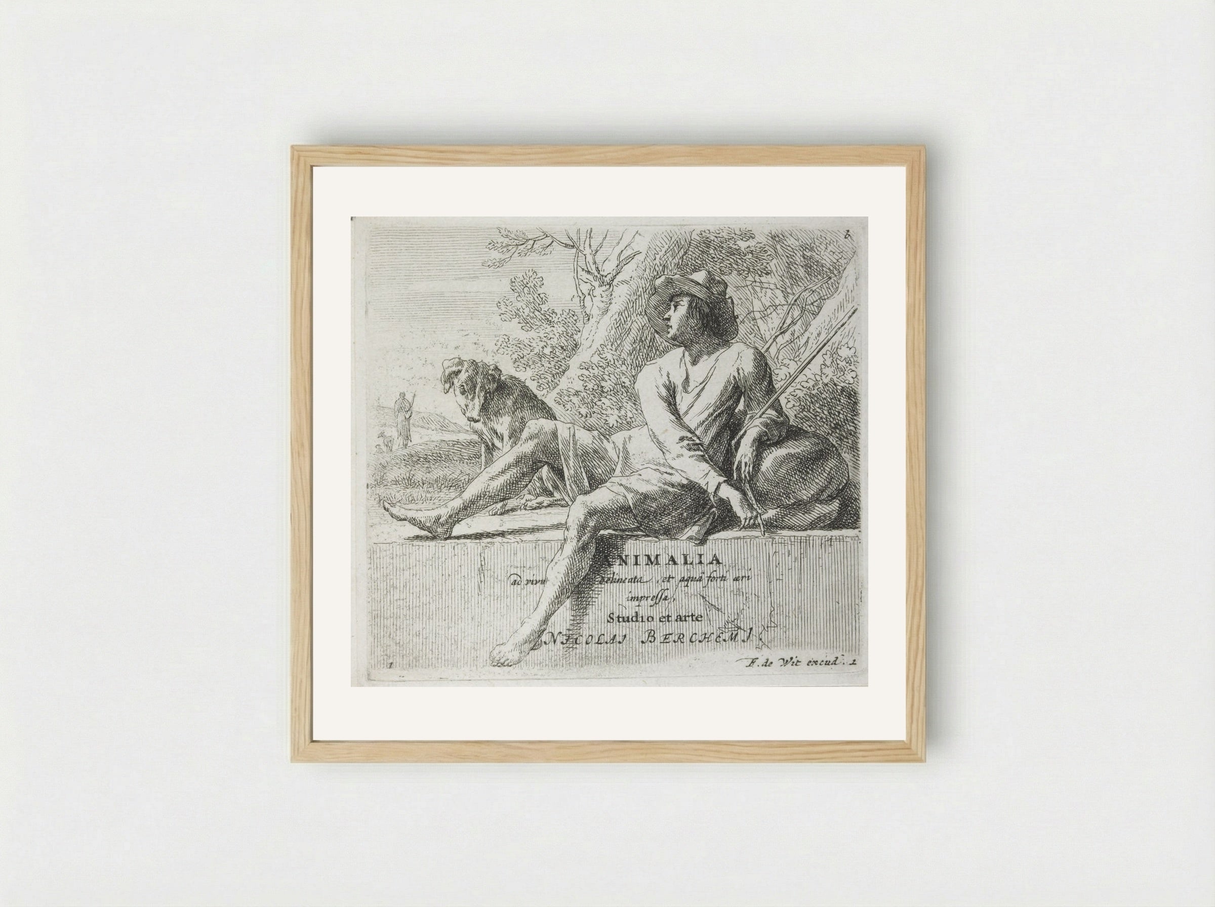 Man under the Tree - Nicolaes Berchem - Framed Print Wood