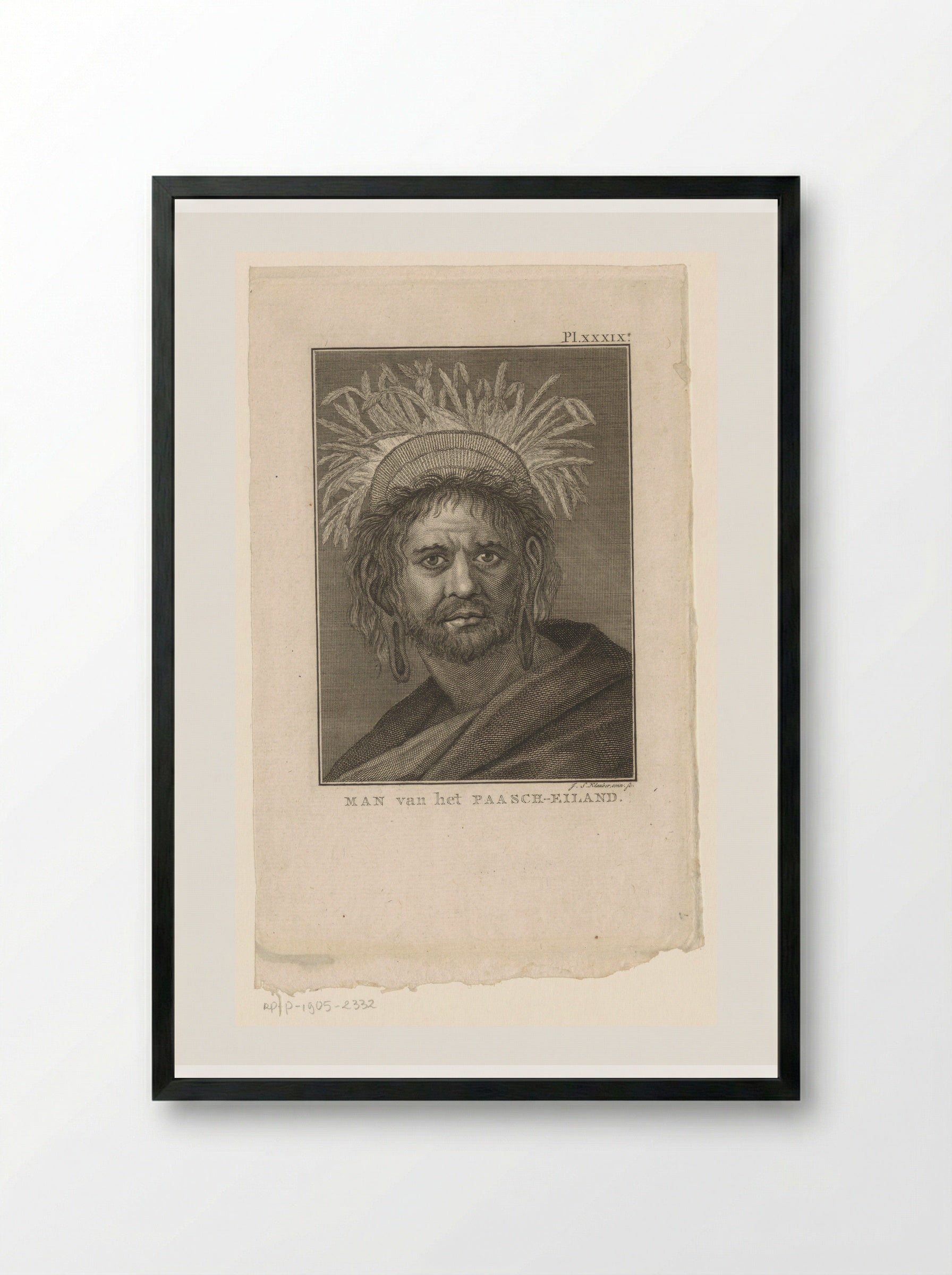 Man van het Paasch-Eiland - Joseph Sebastian Klauber - Framed Print Black