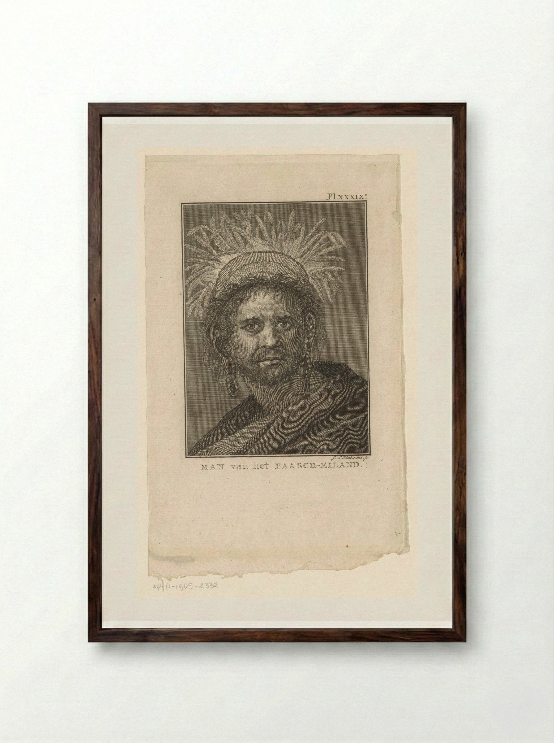 Man van het Paasch-Eiland - Joseph Sebastian Klauber - Framed Print Dark Wood