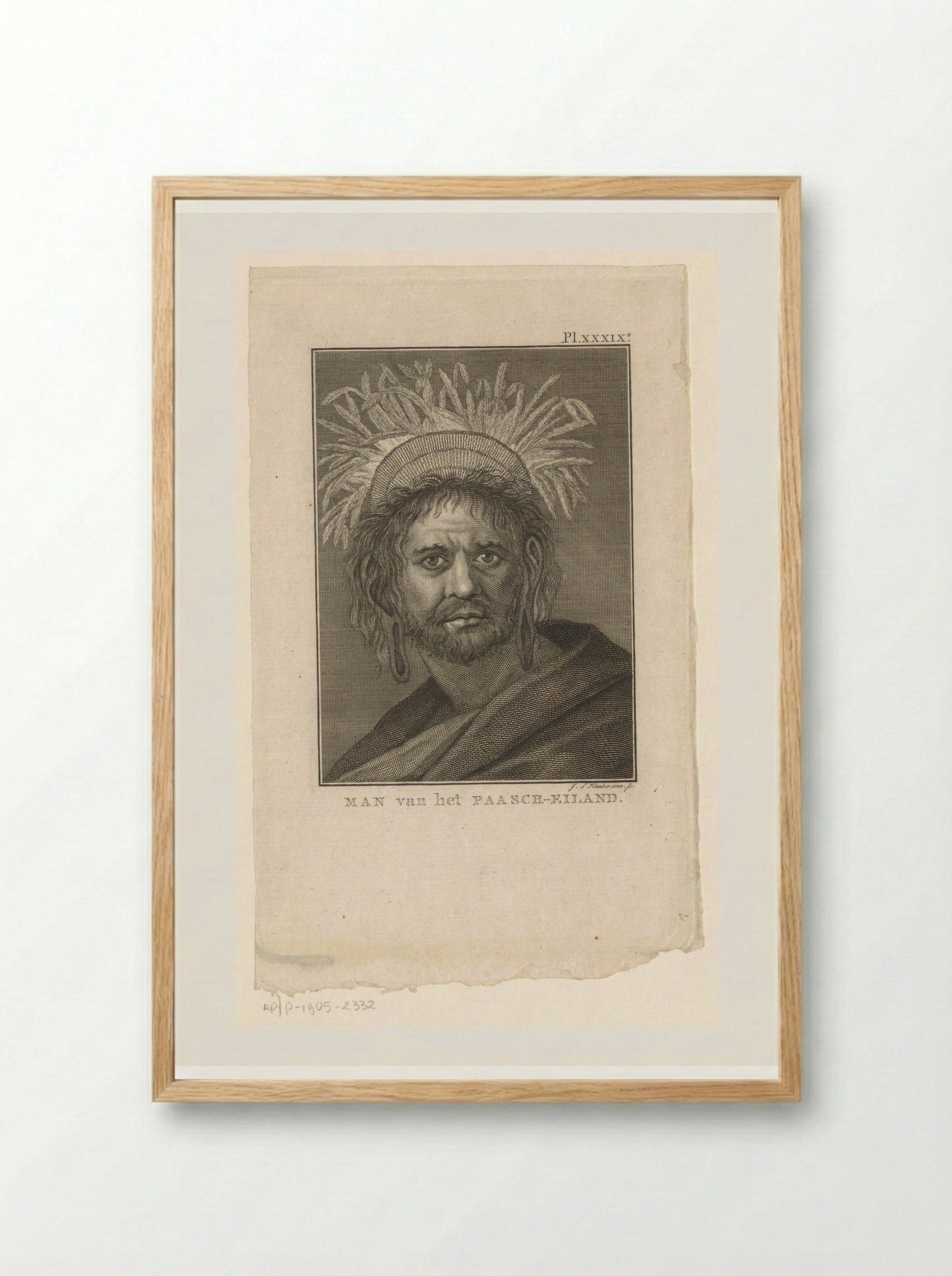 Man van het Paasch-Eiland - Joseph Sebastian Klauber - Framed Print Wood