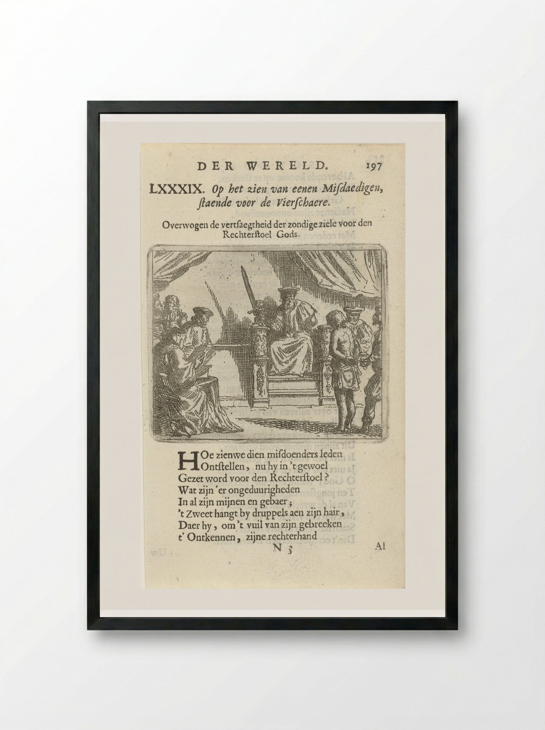 Man voorgeleid voor een rechtbank - Arnold Houbraken - Framed Print Black