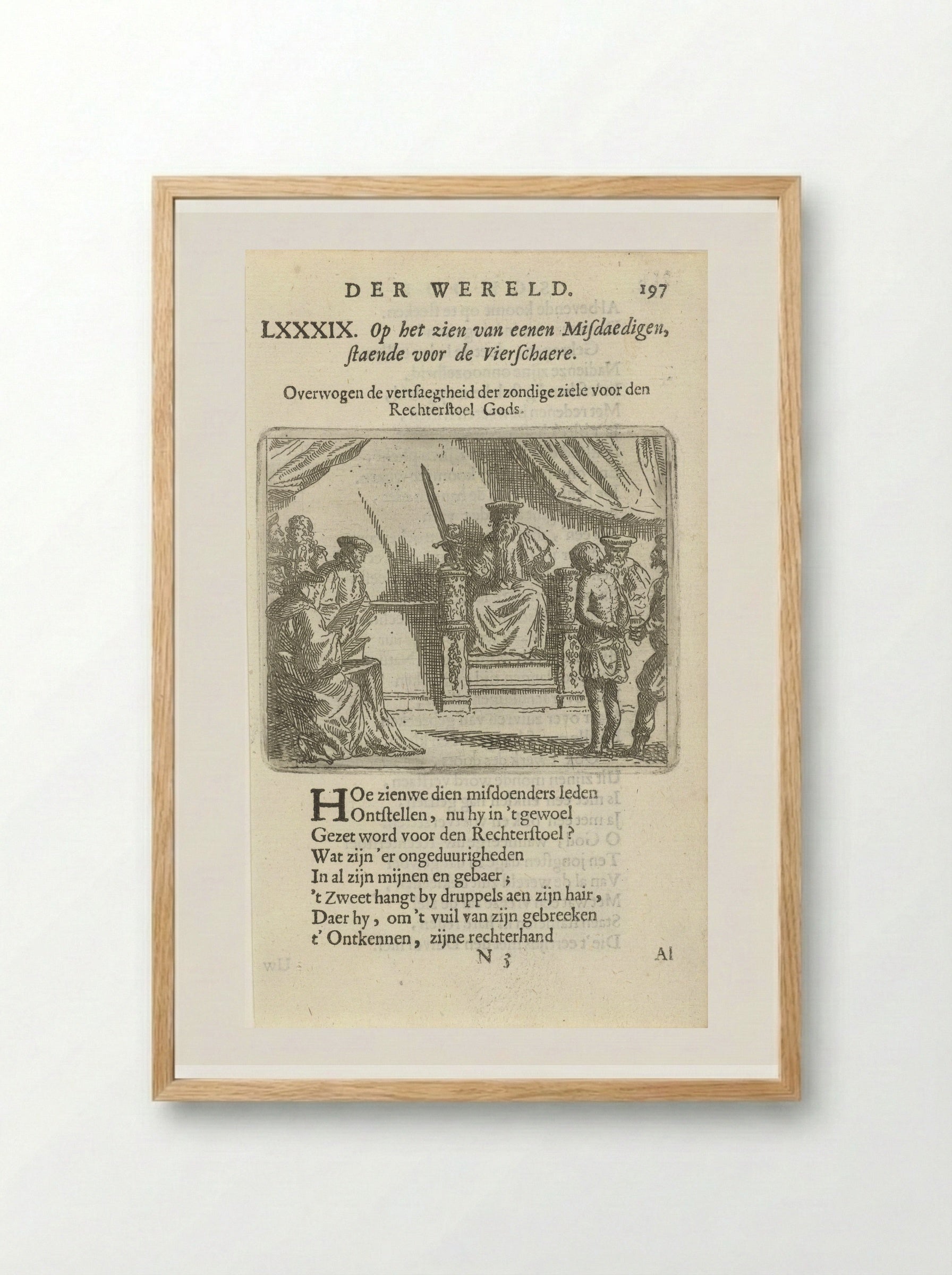 Man voorgeleid voor een rechtbank - Arnold Houbraken - Framed Print Wood