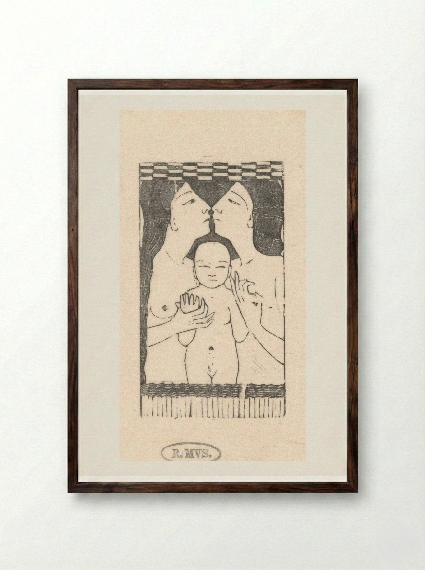 Man, vrouw en kind - Karel Petrus Cornelis de Bazel - Framed Print Dark Wood