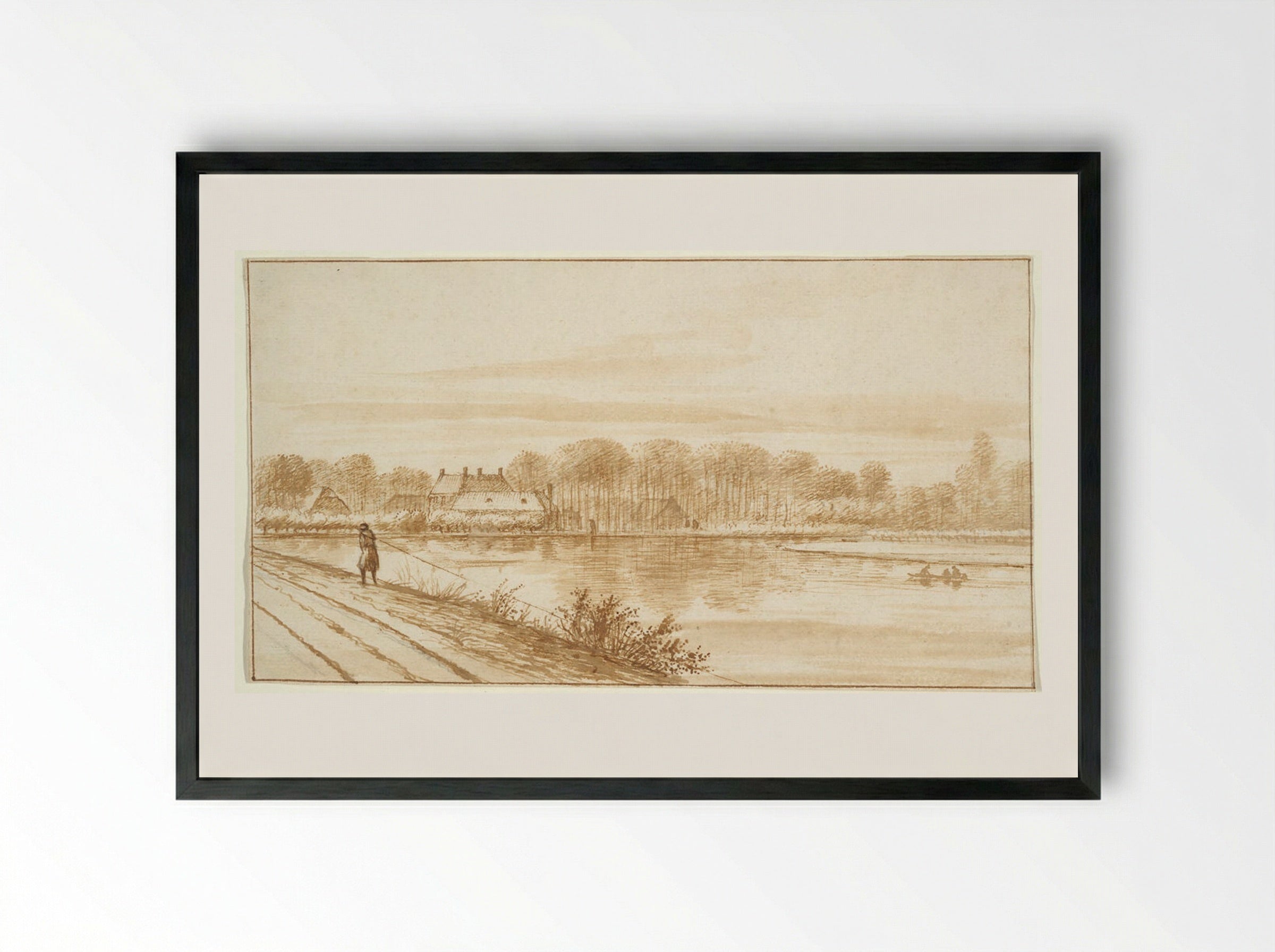 Man with Barge Towrope - Abraham Rutgers - Framed Print Black