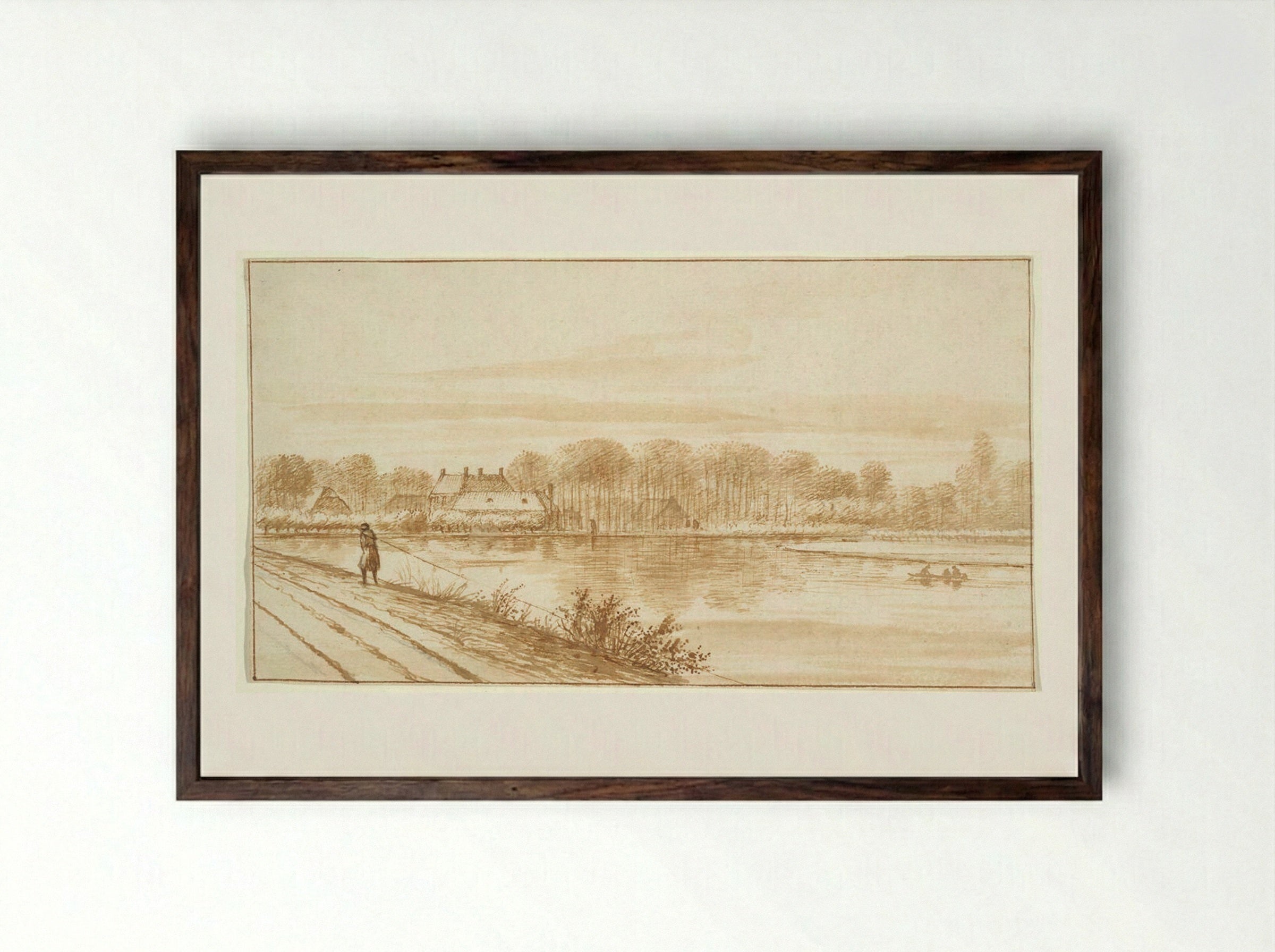 Man with Barge Towrope - Abraham Rutgers - Framed Print Dark Wood