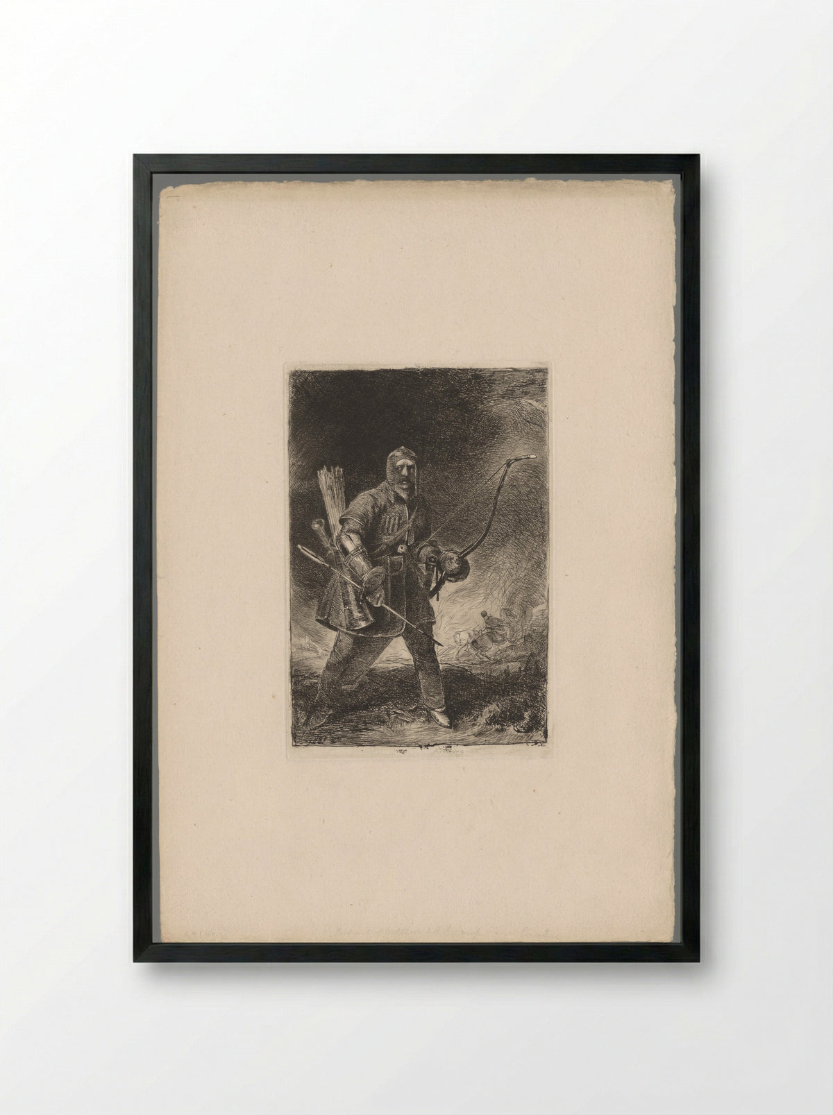 Man with Bow and Arrows - Andrew Geddes - Framed Print Black