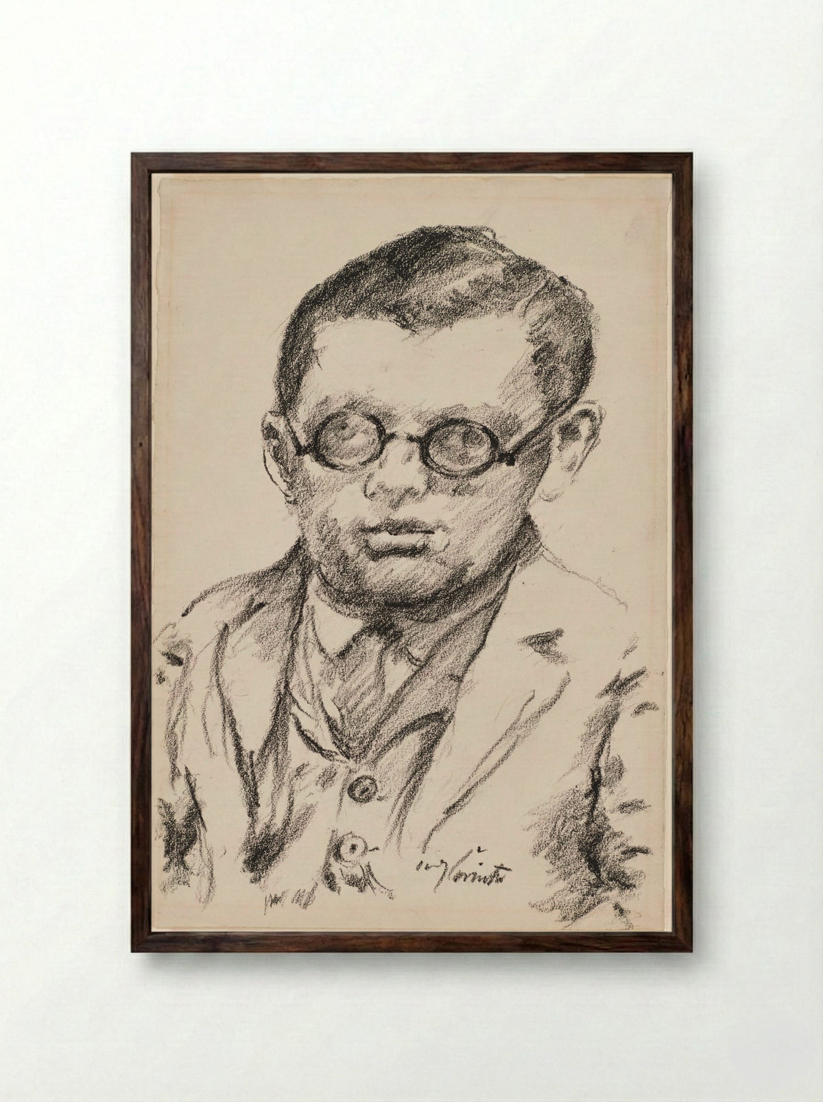 Man with Glasses (Self-Portrait) - Lovis Corinth - Framed Print Dark Wood