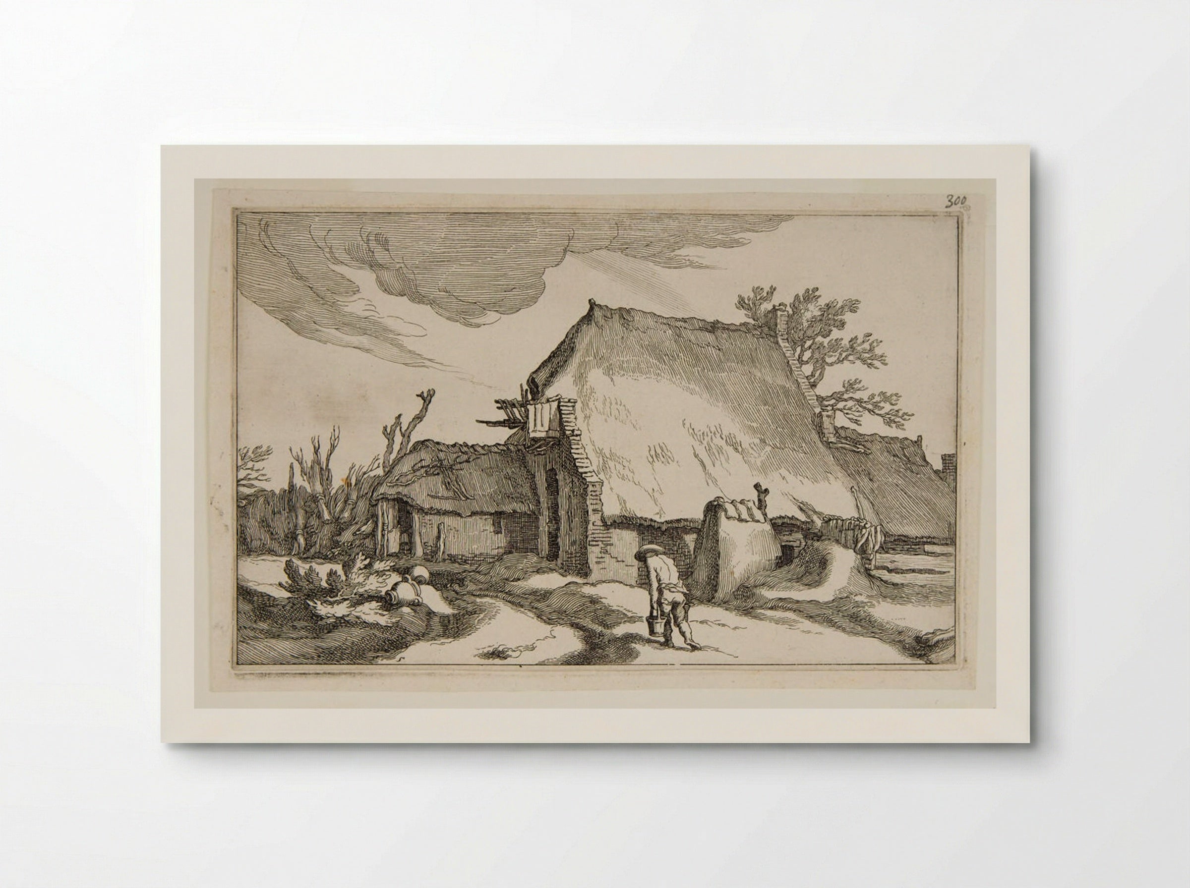 Man with Milk Pails Walking to a Cottage - Boetius Adamsz. Bolswert - Poster
