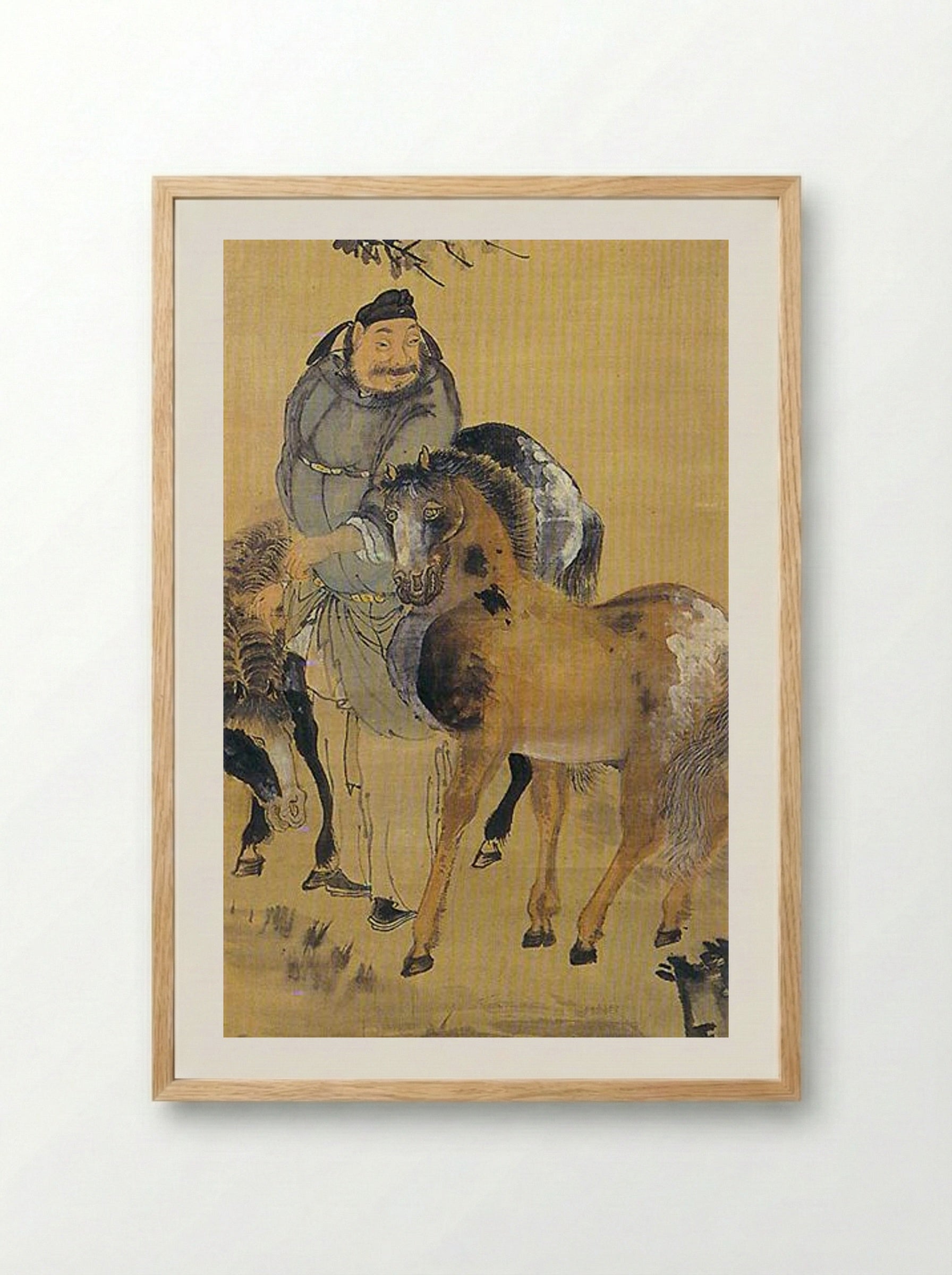 Man with Two Horses (Detail) - Owon - Framed Print Wood