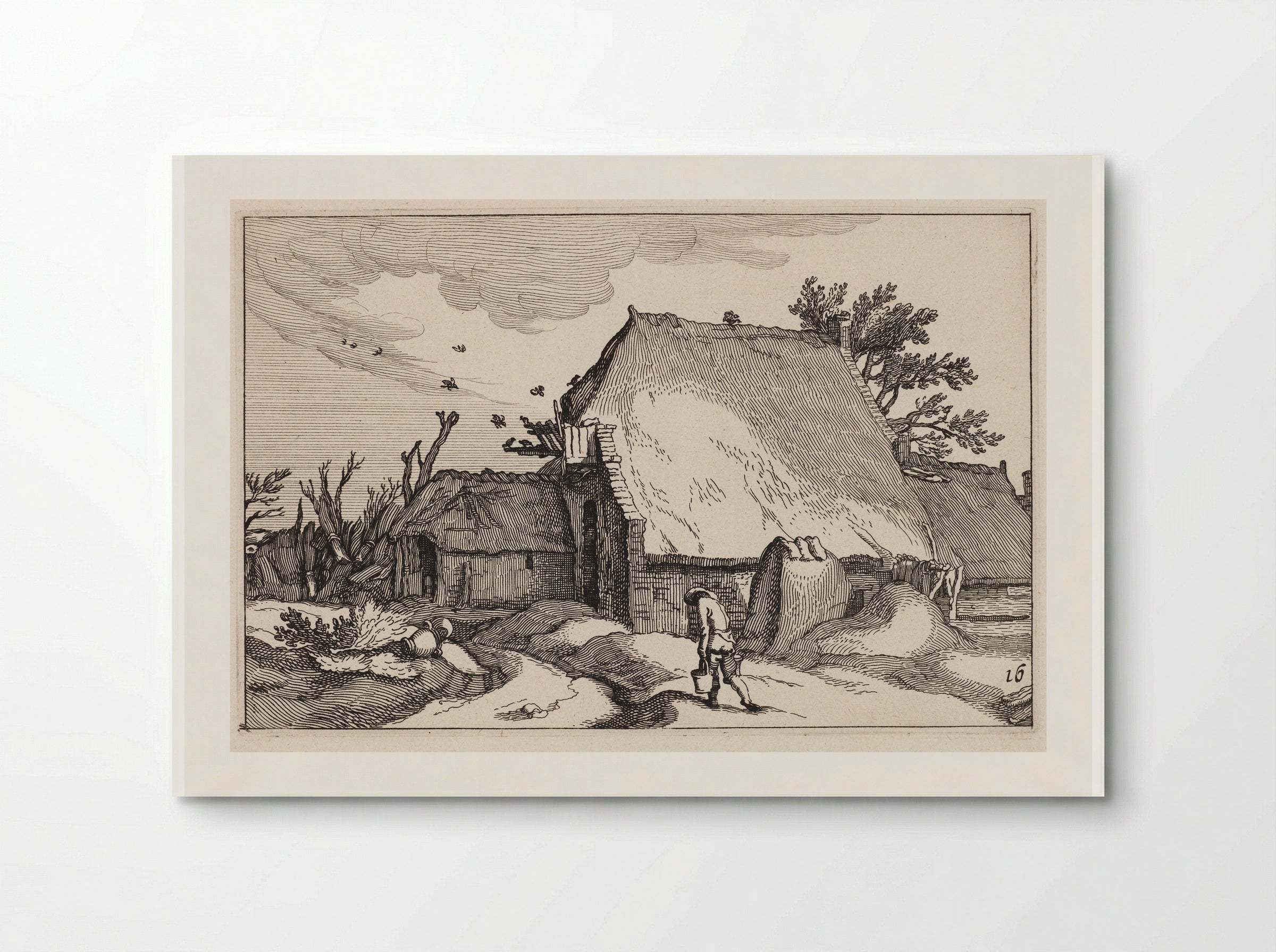 Man with Two Pails Walking Back to a Farmhouse - Claes Jansz. Visscher - Poster