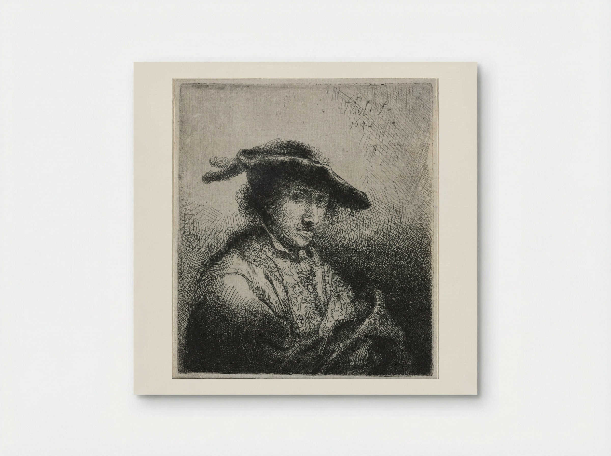 Man with Two Plumes in His Cap - Ferdinand Bol - Poster