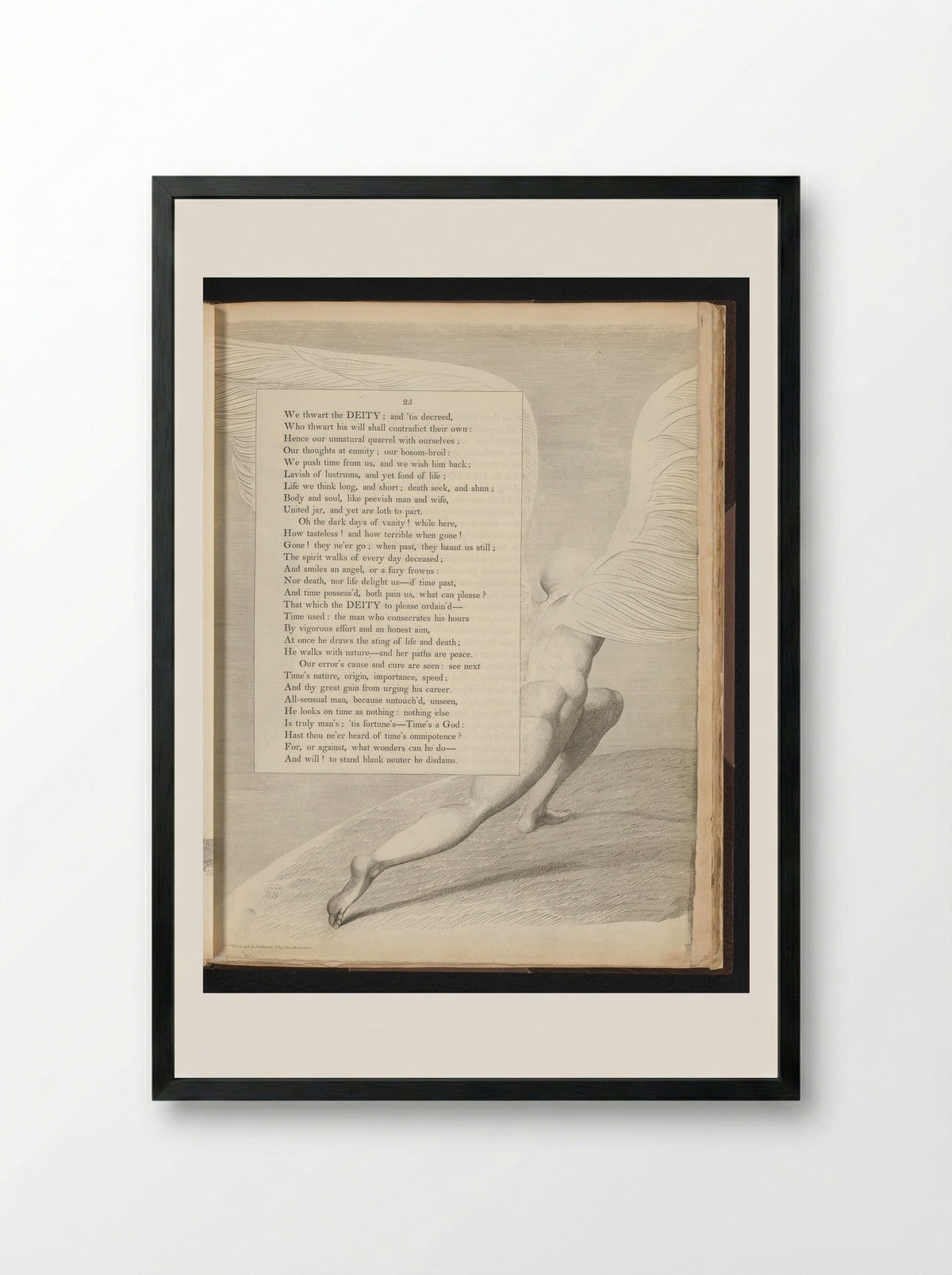 Man with Wings - William Blake - Framed Print Black