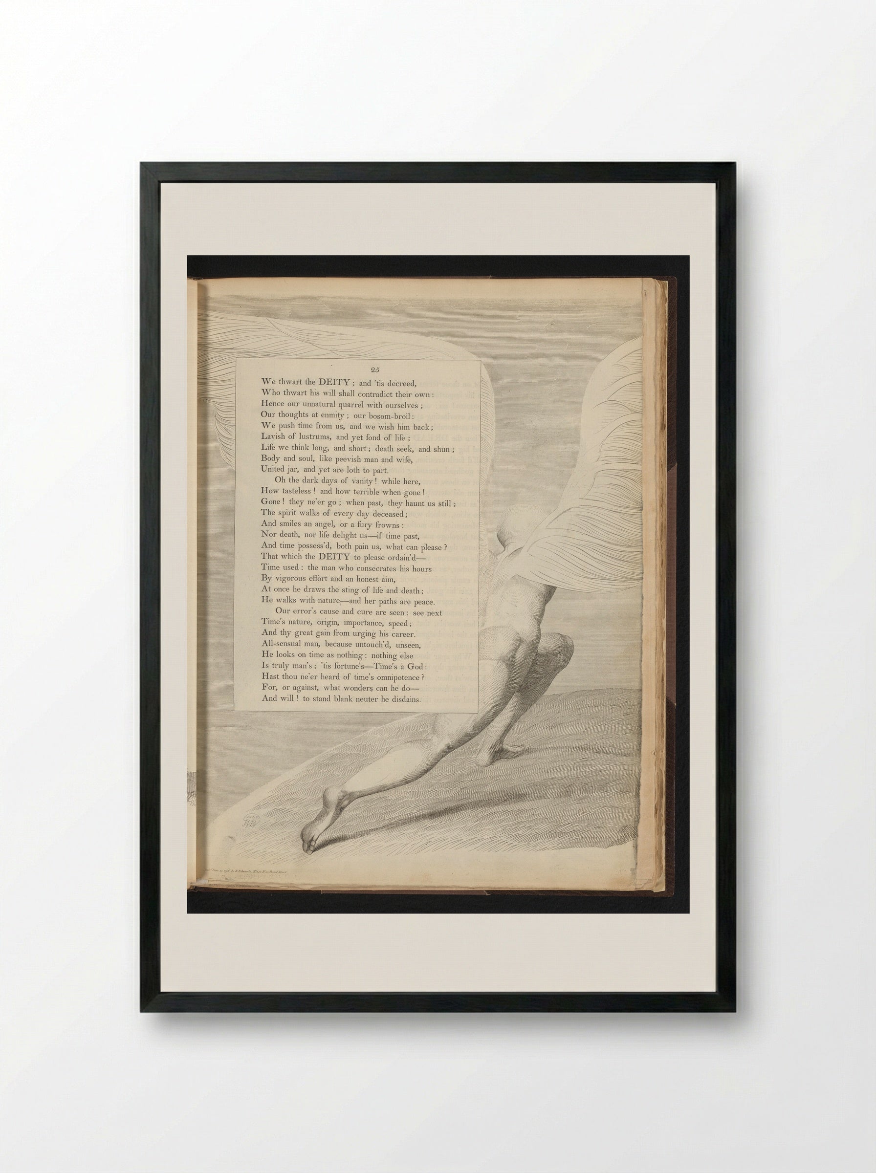 Man with Wings - William Blake - Framed Print Black