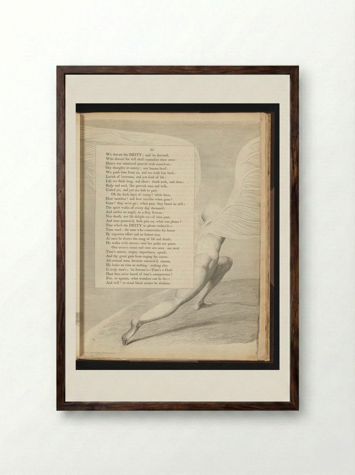 Man with Wings - William Blake - Framed Print Dark Wood