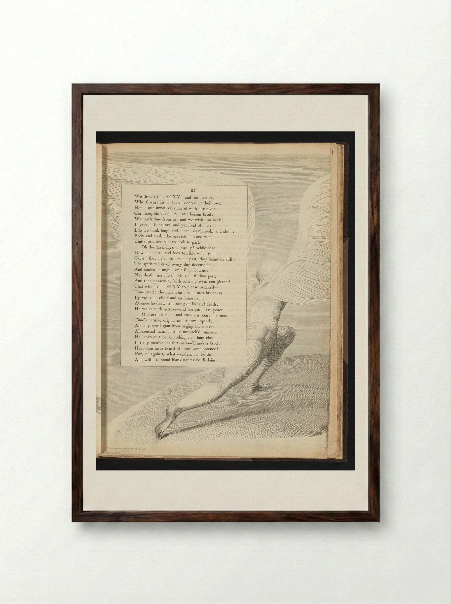 Man with Wings - William Blake - Framed Print Dark Wood