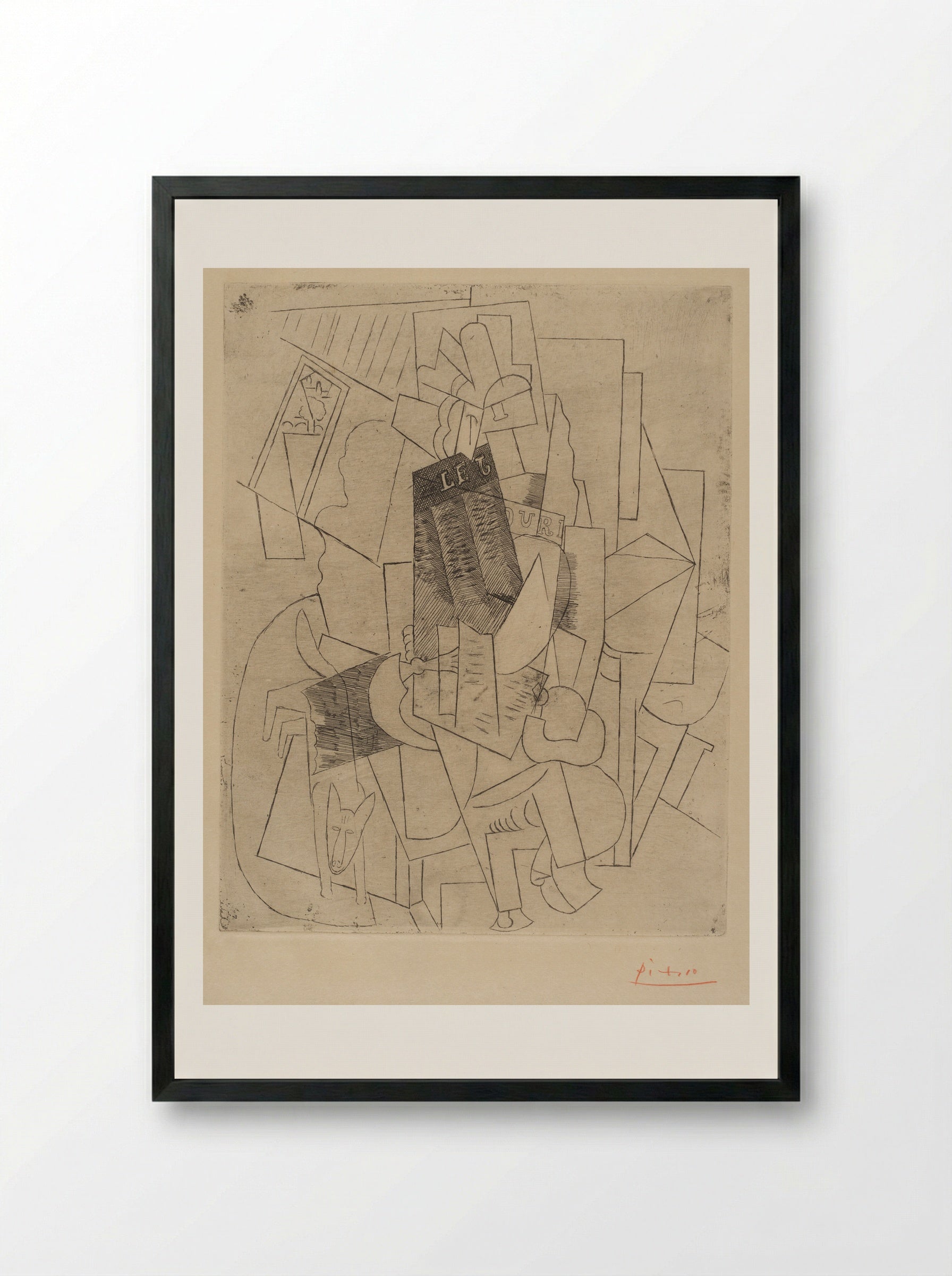 Man with a Dog (Rue Schœlcher) - Pablo Picasso - Framed Print Black
