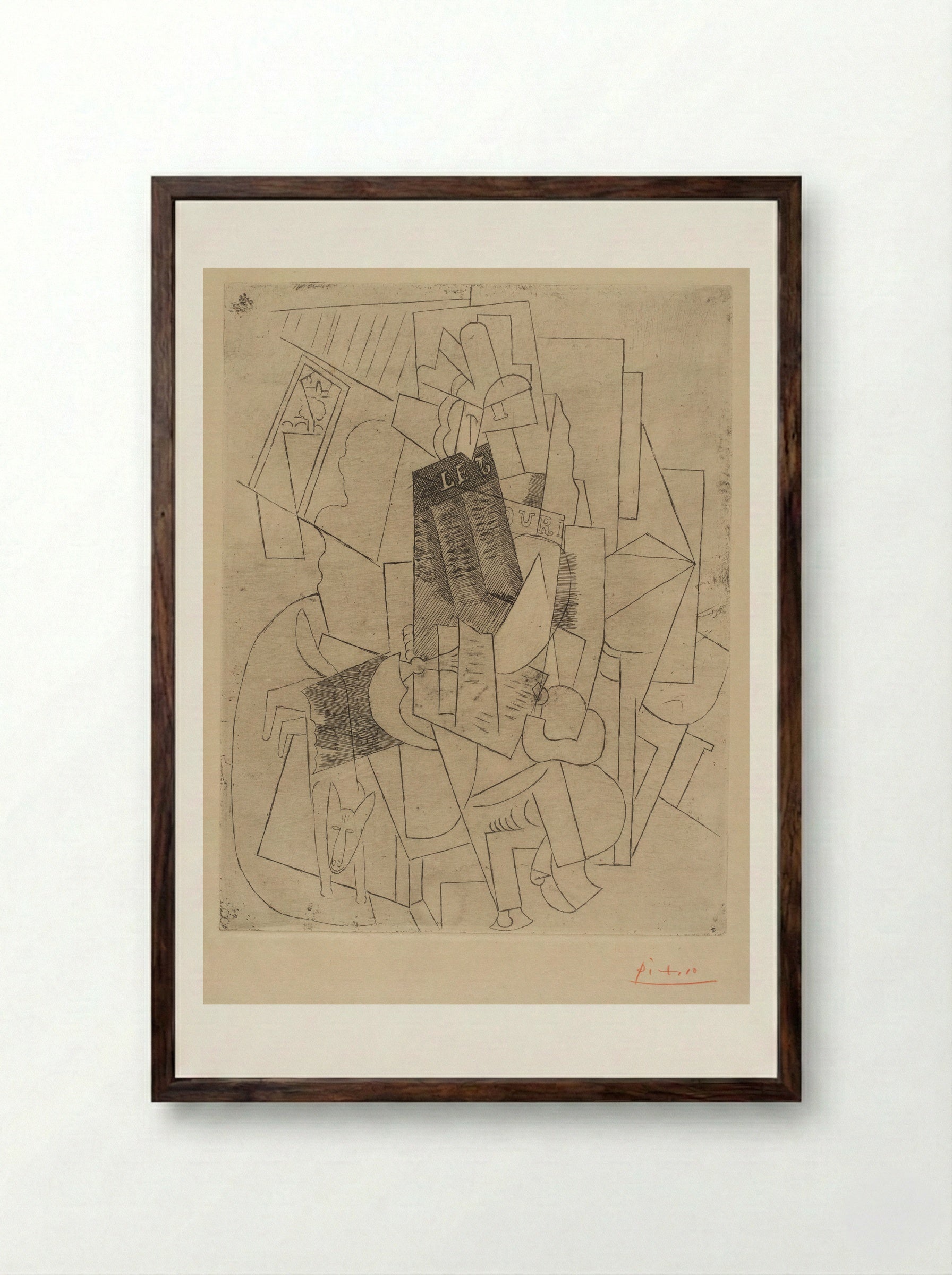 Man with a Dog (Rue Schœlcher) - Pablo Picasso - Framed Print Dark Wood