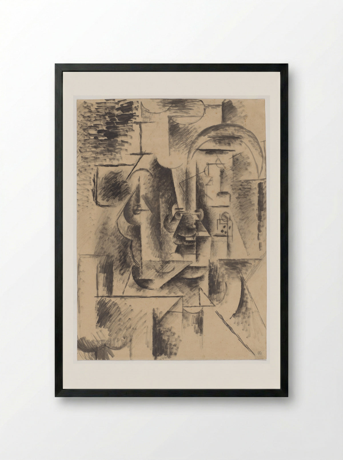 Man with a Pipe - Pablo Picasso - Framed Print Black