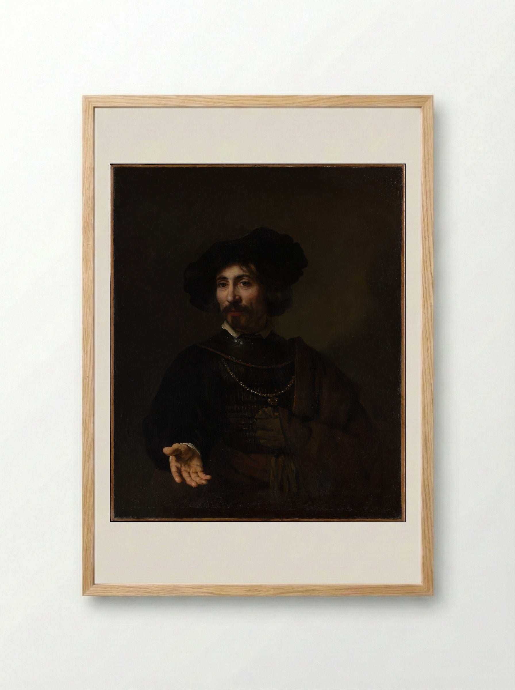 Man with a Steel Gorget - Rembrandt van Rijn - Framed Print Wood