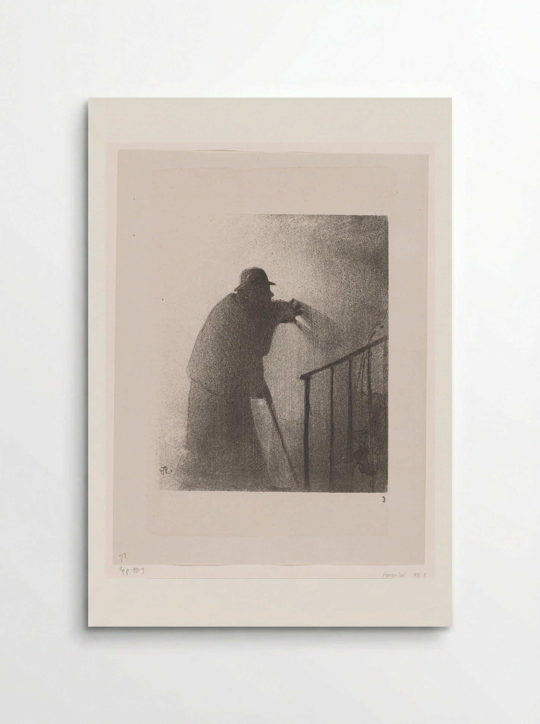 Man with a Stick Following a Woman up the Stairs - Hermann-Paul - Poster