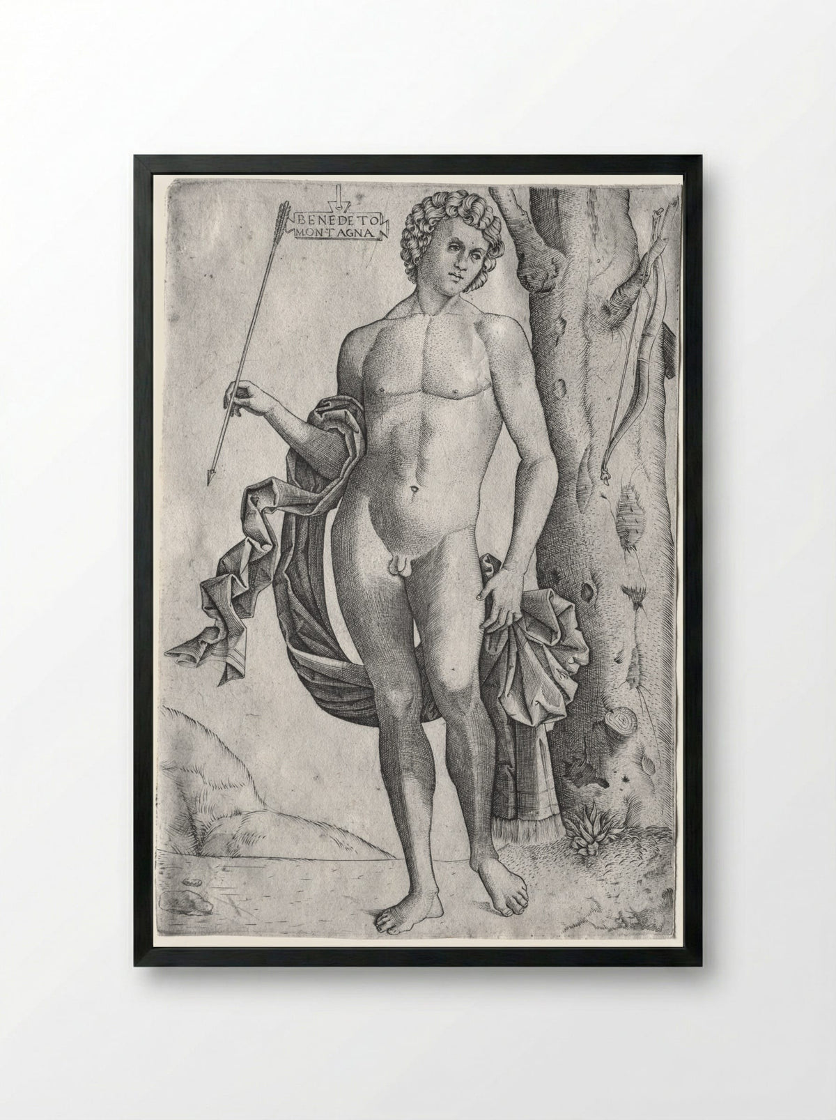 Man with an Arrow - Benedetto Montagna - Framed Print Black