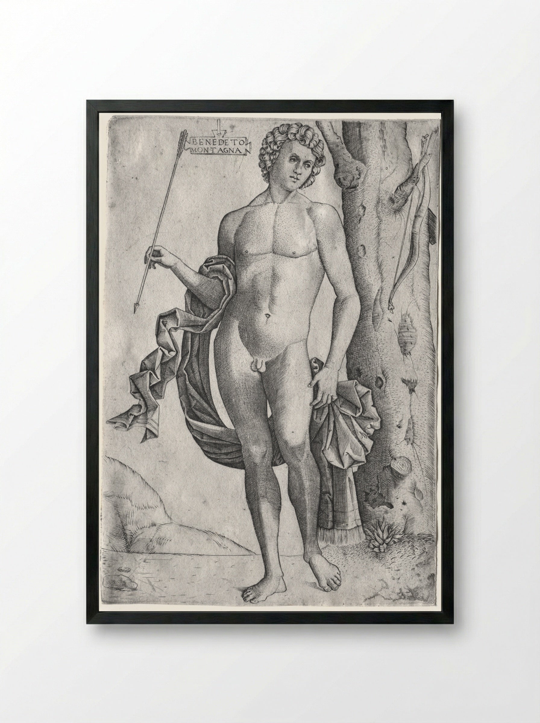 Man with an Arrow - Benedetto Montagna - Framed Print Black