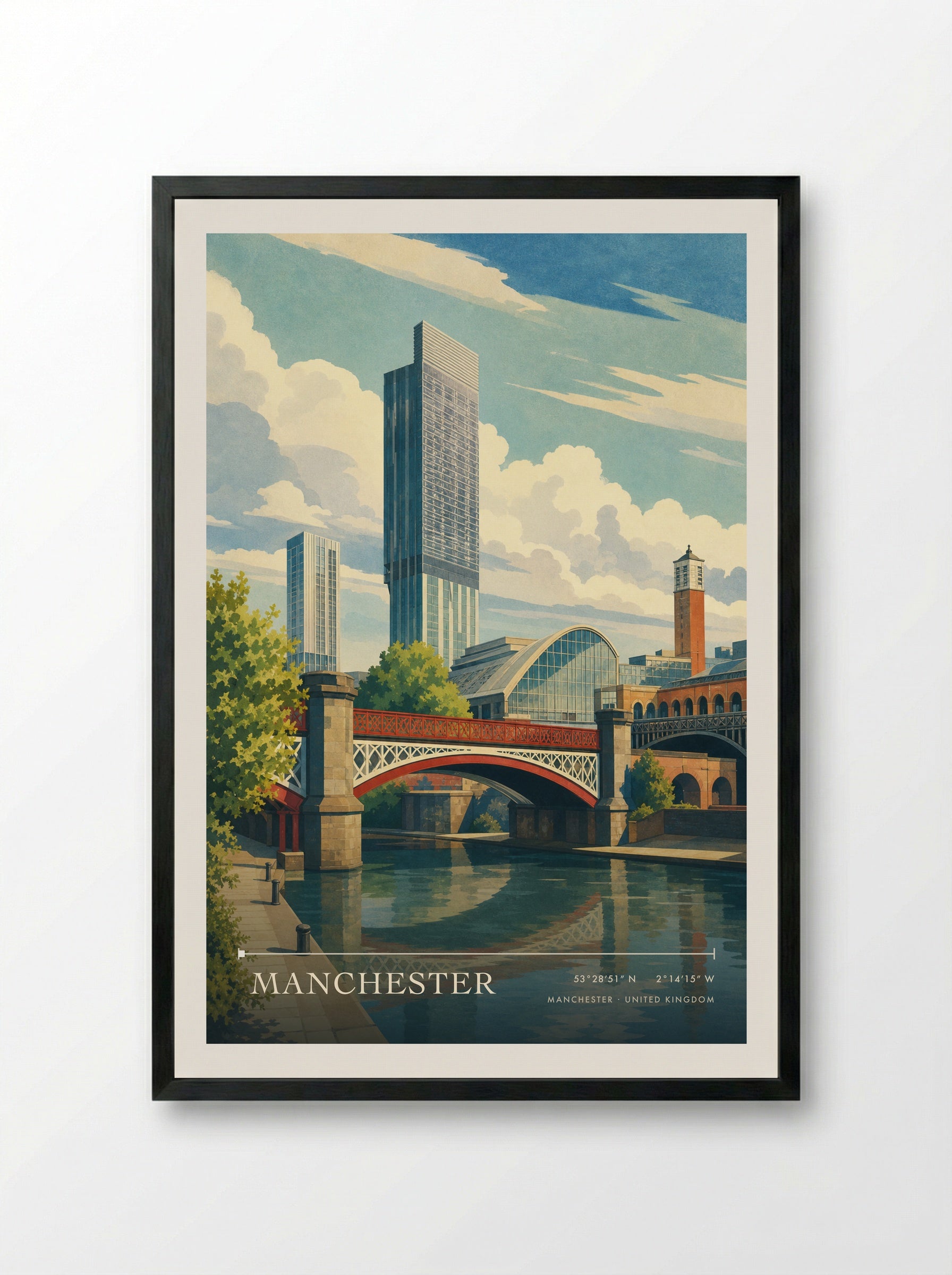 Manchester United Kingdom Travel Poster - Framed Print Black