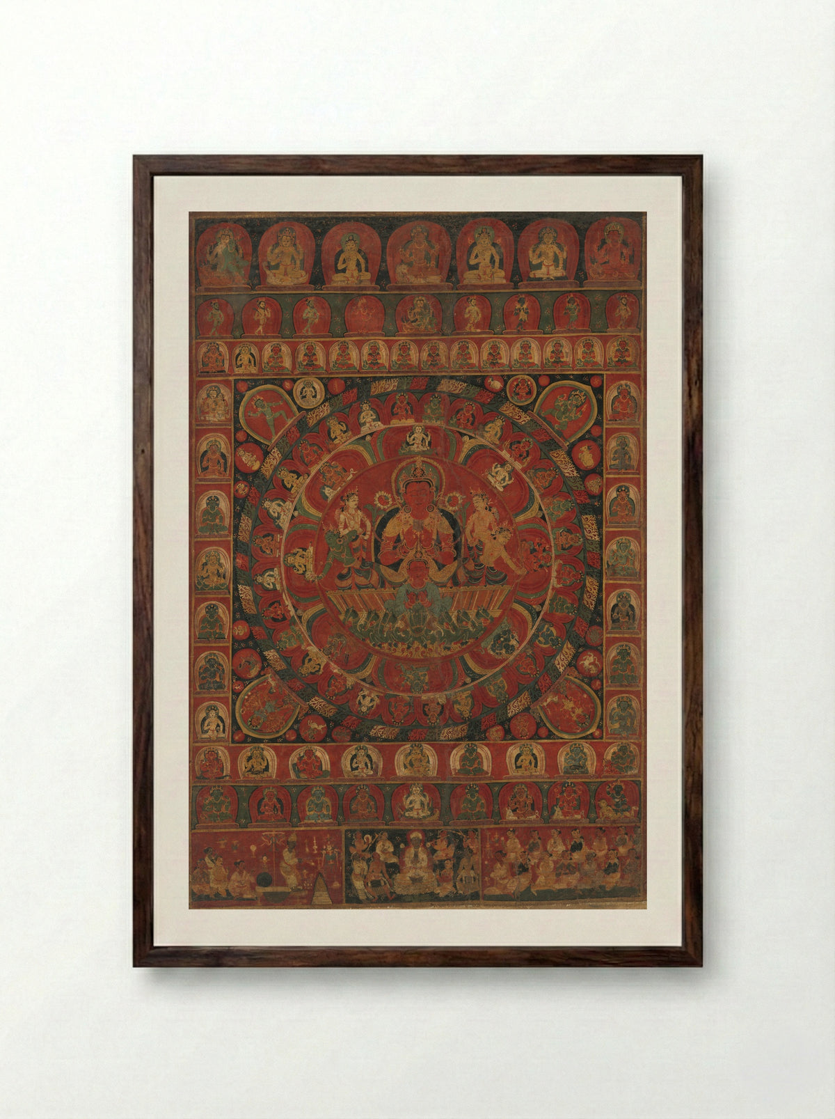 Mandala of the Sun God Surya - Kitaharasa - Framed Print Dark Wood