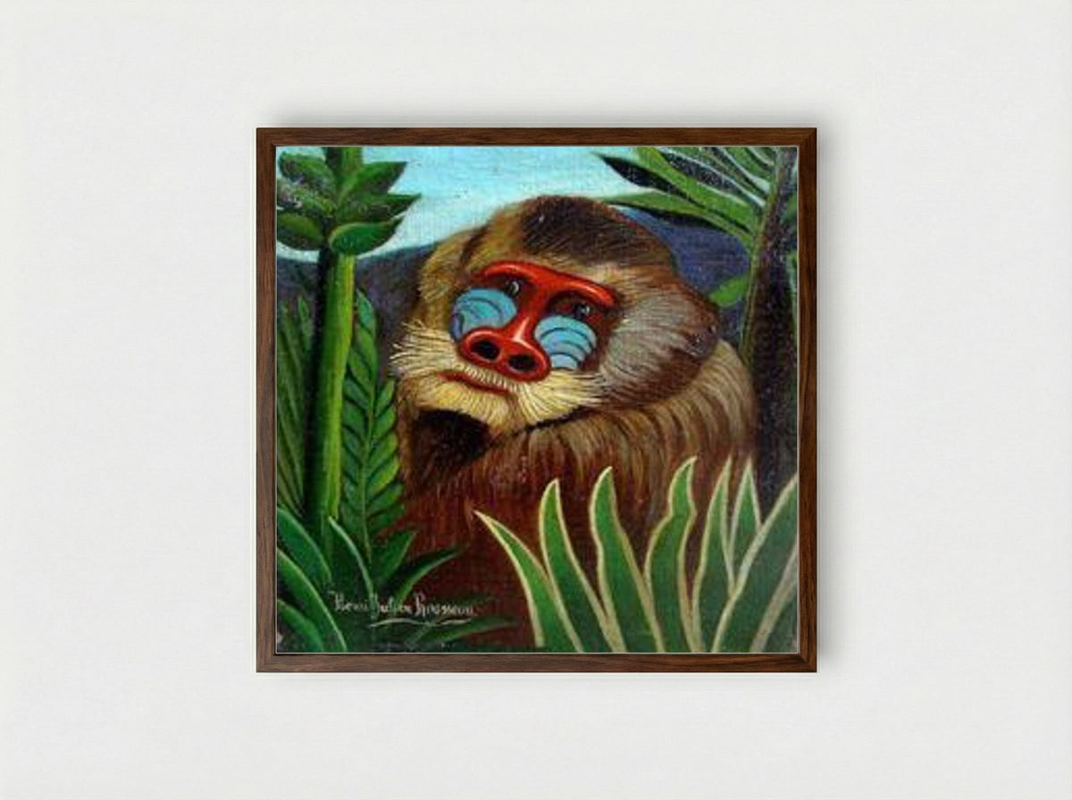 Mandrill in the Jungle - Henri Rousseau - Framed Print Dark Wood