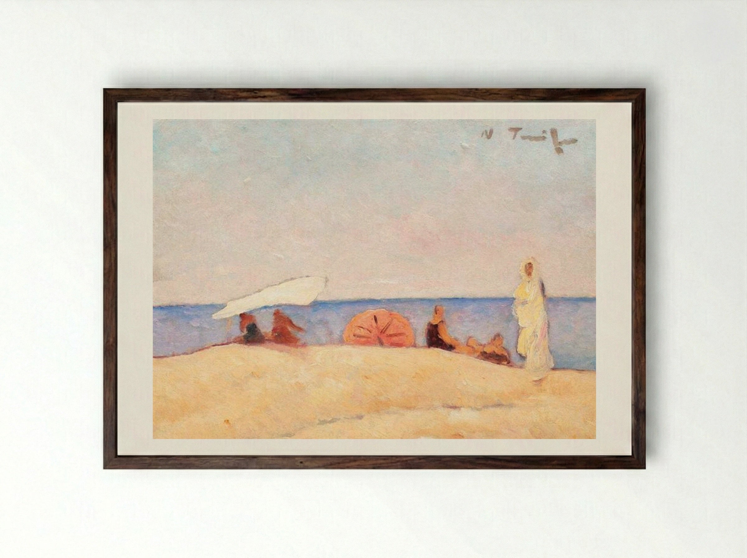 Mangalia Beach - Nicolae Tonitza - Framed Print Dark Wood