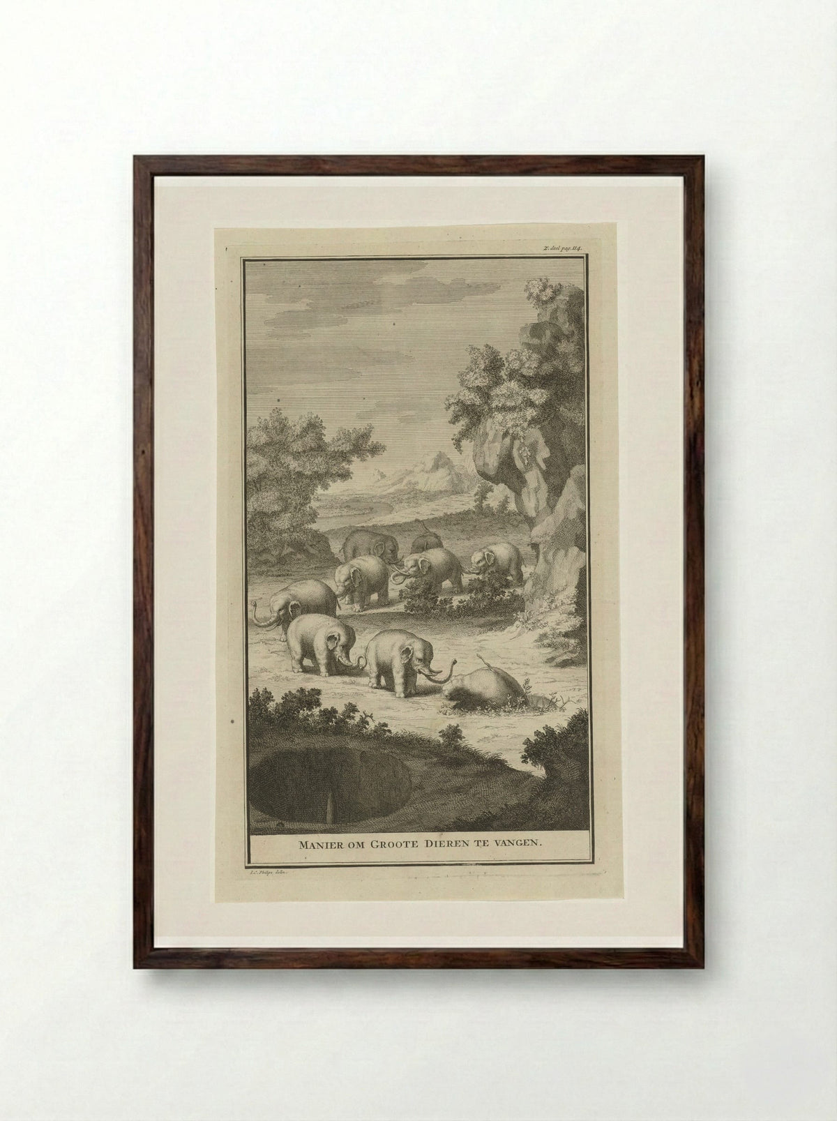 Manier om Groote Dieren te Vangen - Jan Caspar Philips - Framed Print Dark Wood