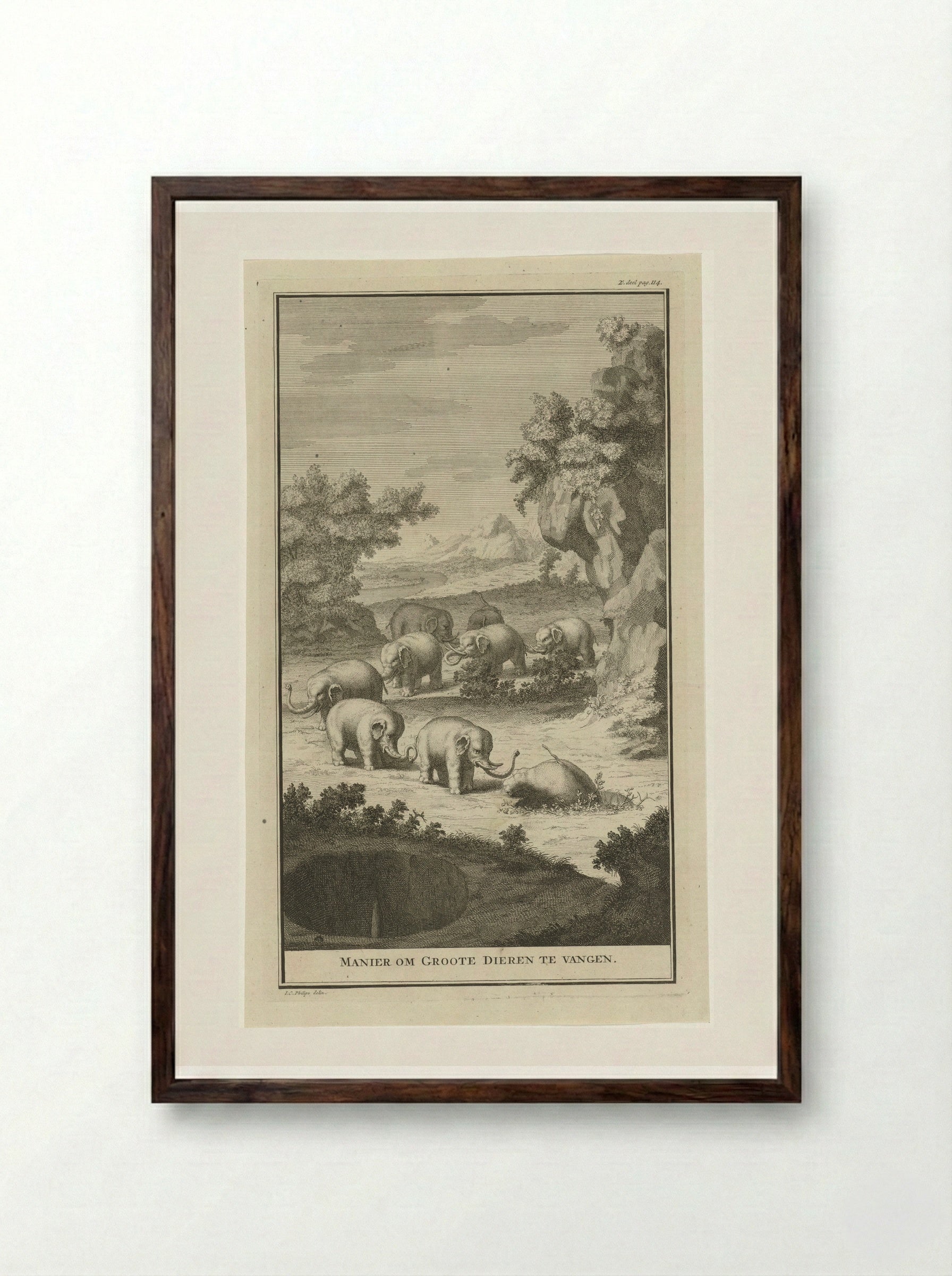 Manier om Groote Dieren te Vangen - Jan Caspar Philips - Framed Print Dark Wood