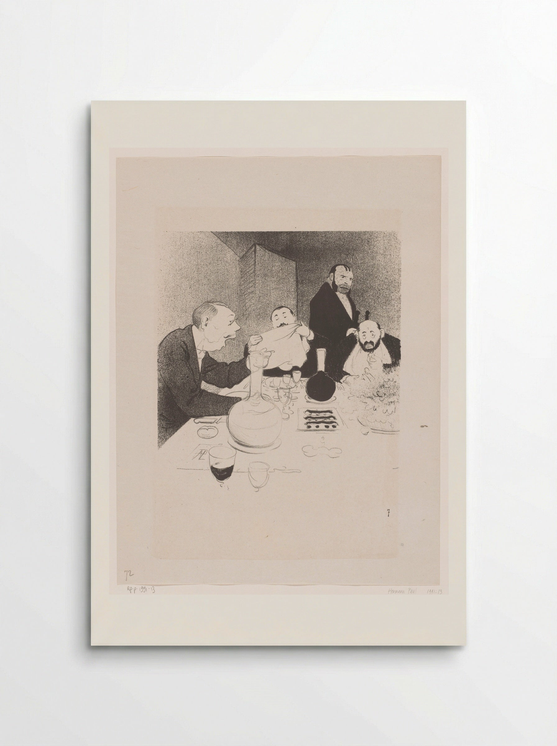Mannen aan tafel tijdens een diner - Hermann-Paul - Poster