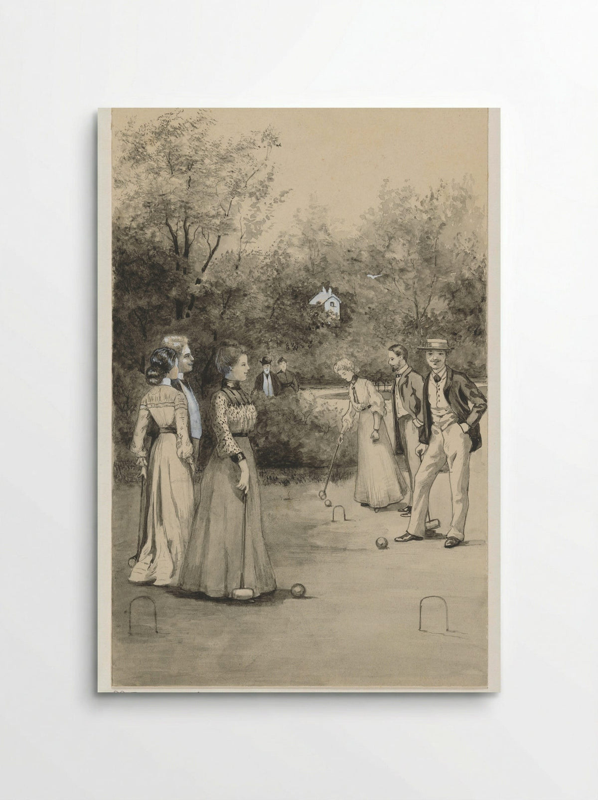 Mannen en vrouwen spelen croquet - Anna Maria Kruijff - Poster