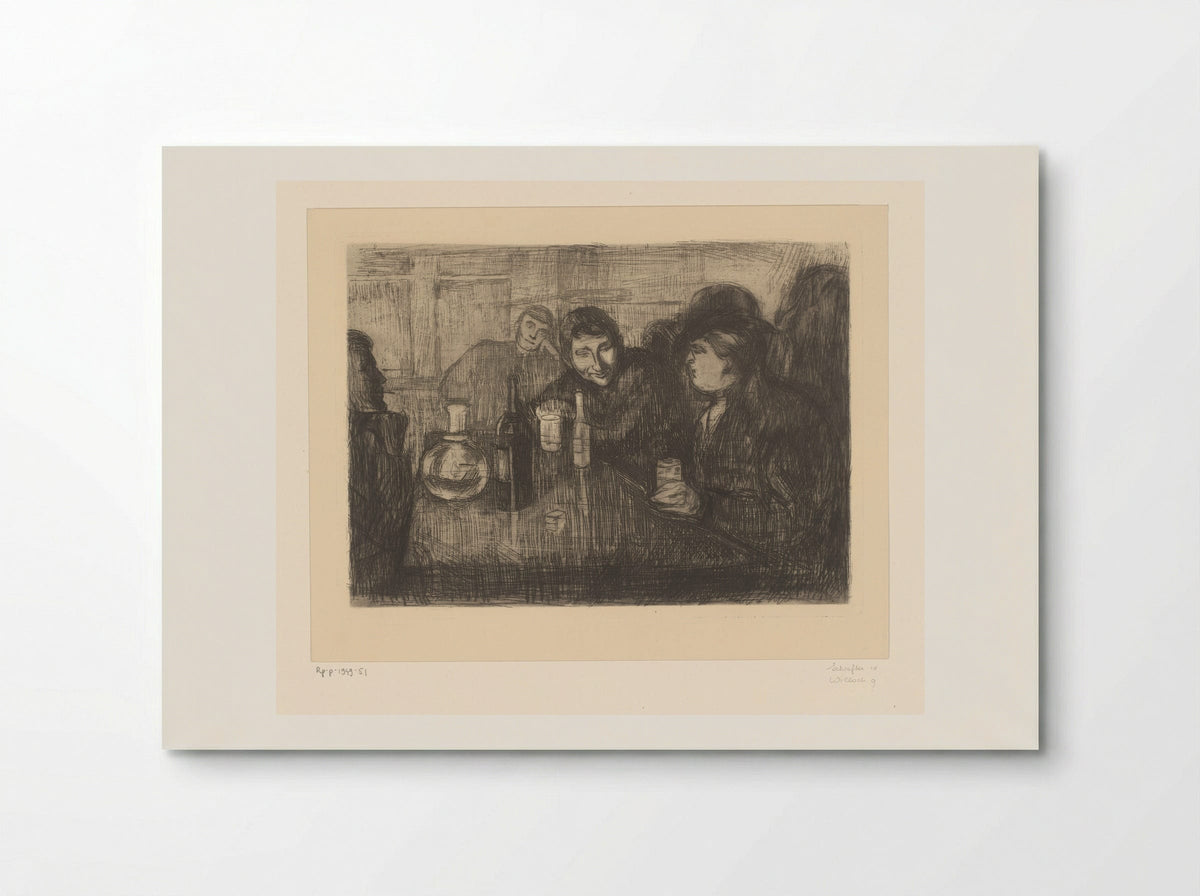 Mannen rond een tafel in een café - Edvard Munch - Poster