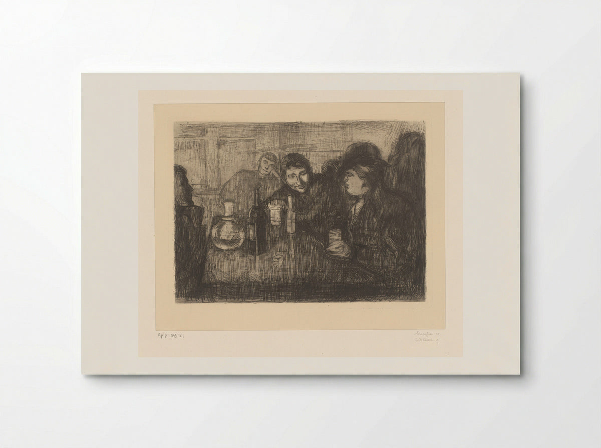 Mannen rond een tafel in een café - Edvard Munch - Poster