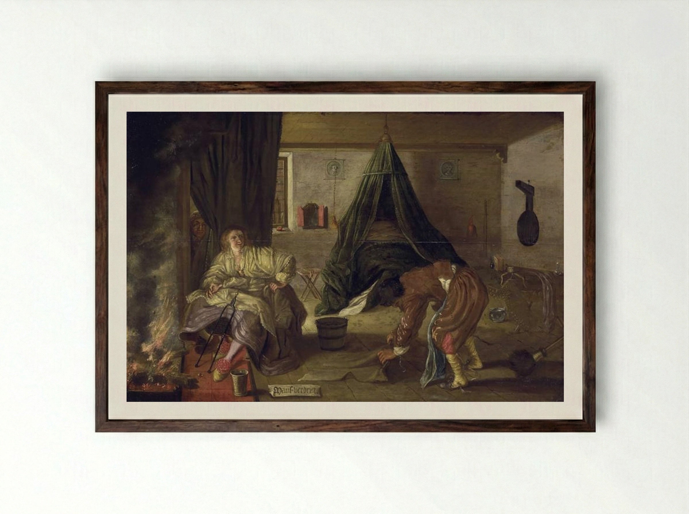 Mans Grief - Adriaen van de Venne - Framed Print Dark Wood