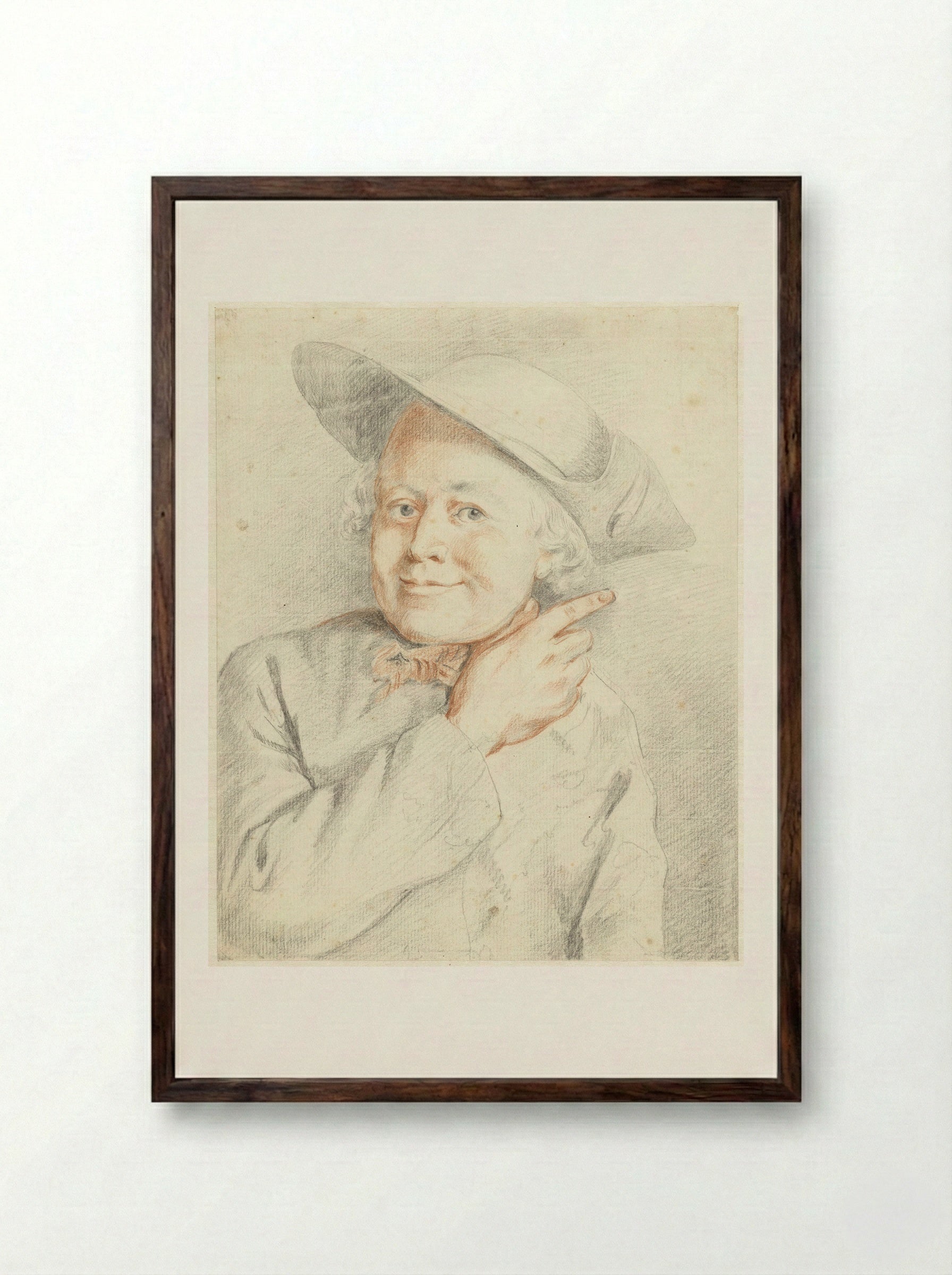 Mansbuste, wijzend naar rechts - Gerrit Dadelbeek - Framed Print Dark Wood