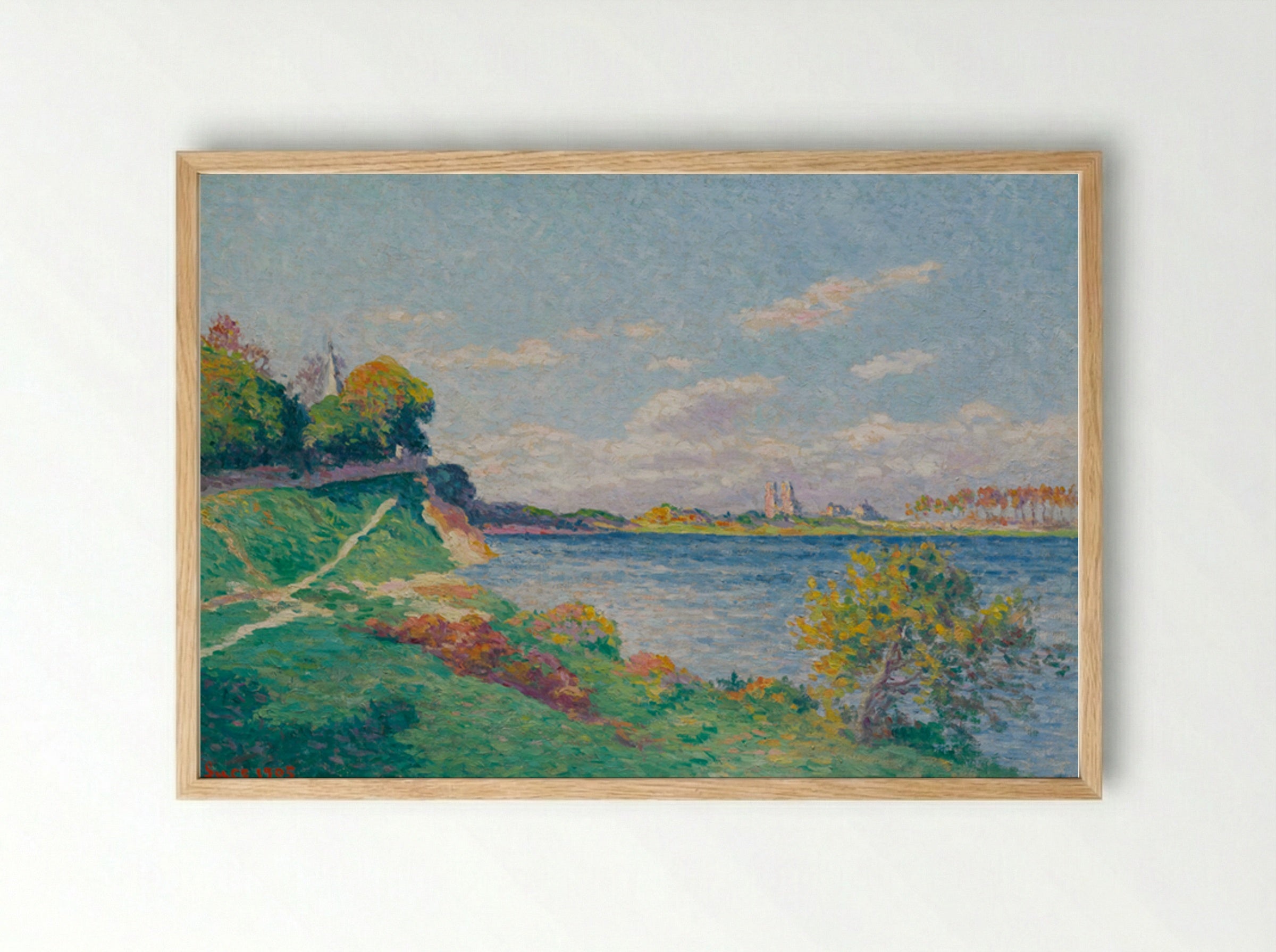 Mantes, Banks Of The Seine - Maximilien Luce - Framed Print Wood