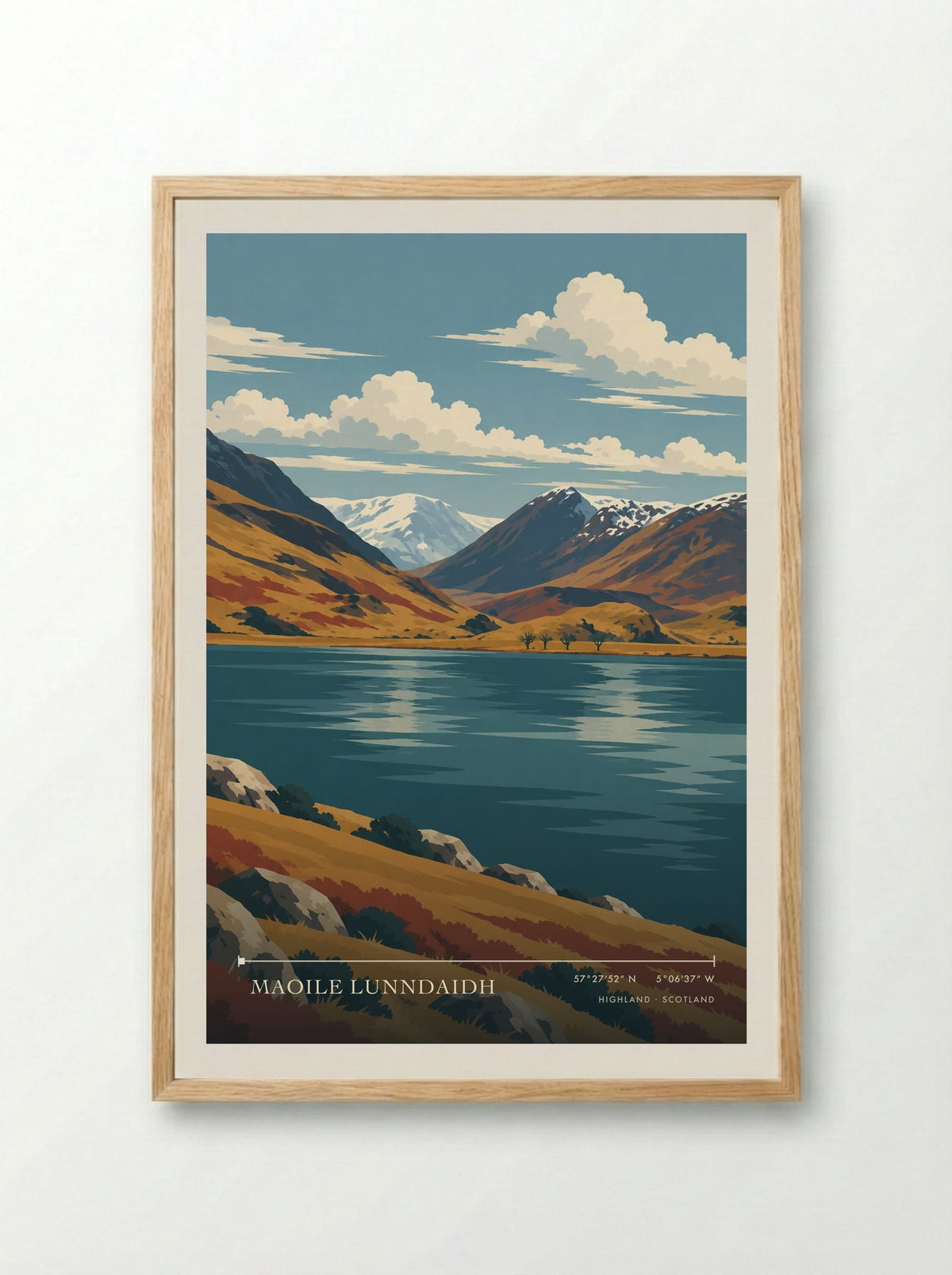 Maoile Lunndaidh, Highland | Travel Poster - Framed Print Wood