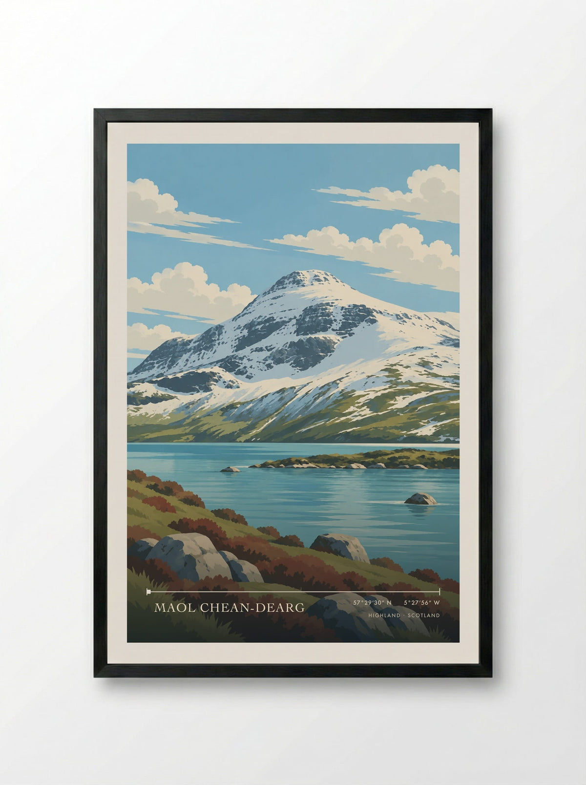 Maol Chean-dearg, Highland | Travel Poster - Framed Print Black