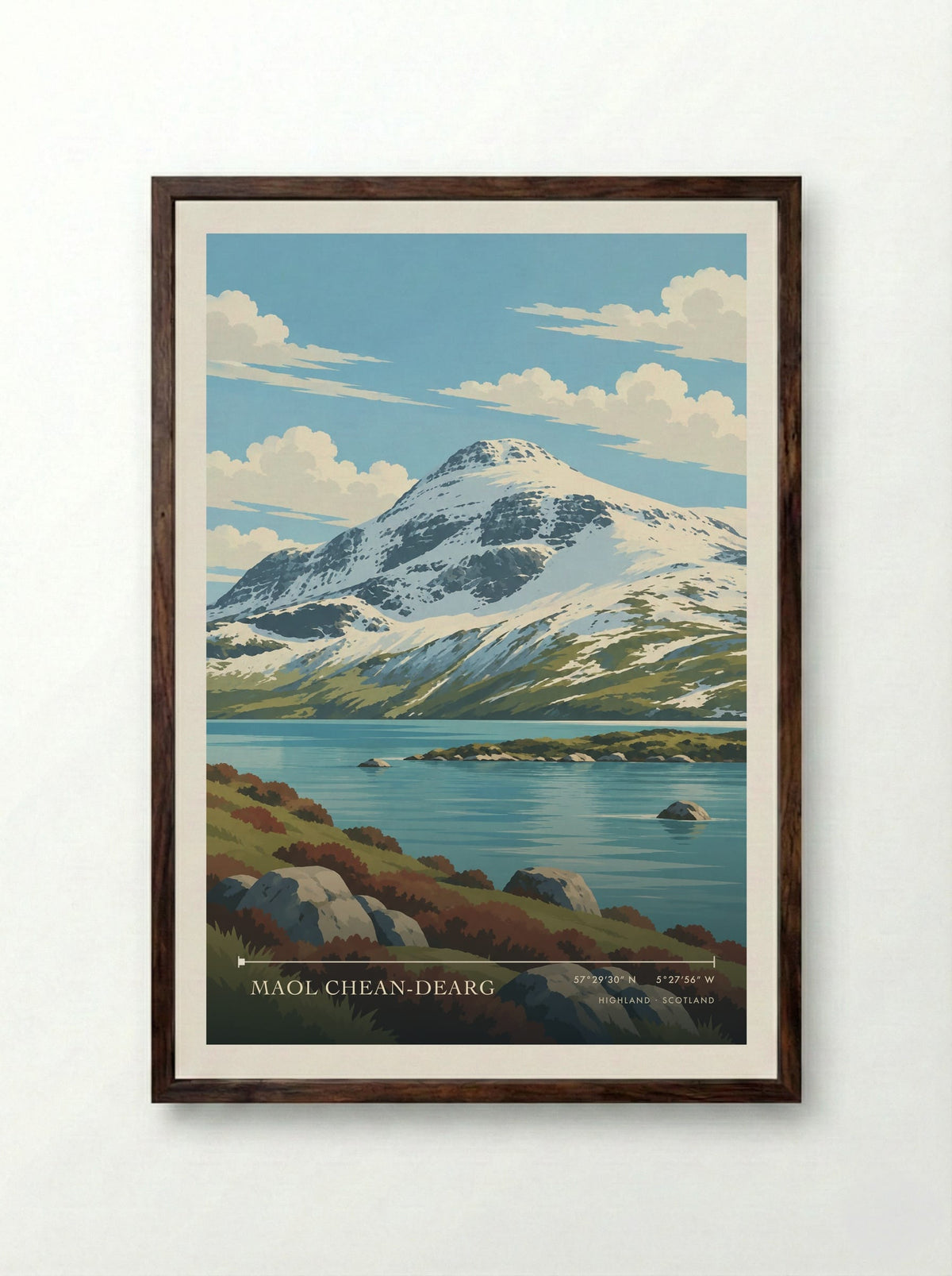 Maol Chean-dearg, Highland | Travel Poster - Framed Print Dark Wood
