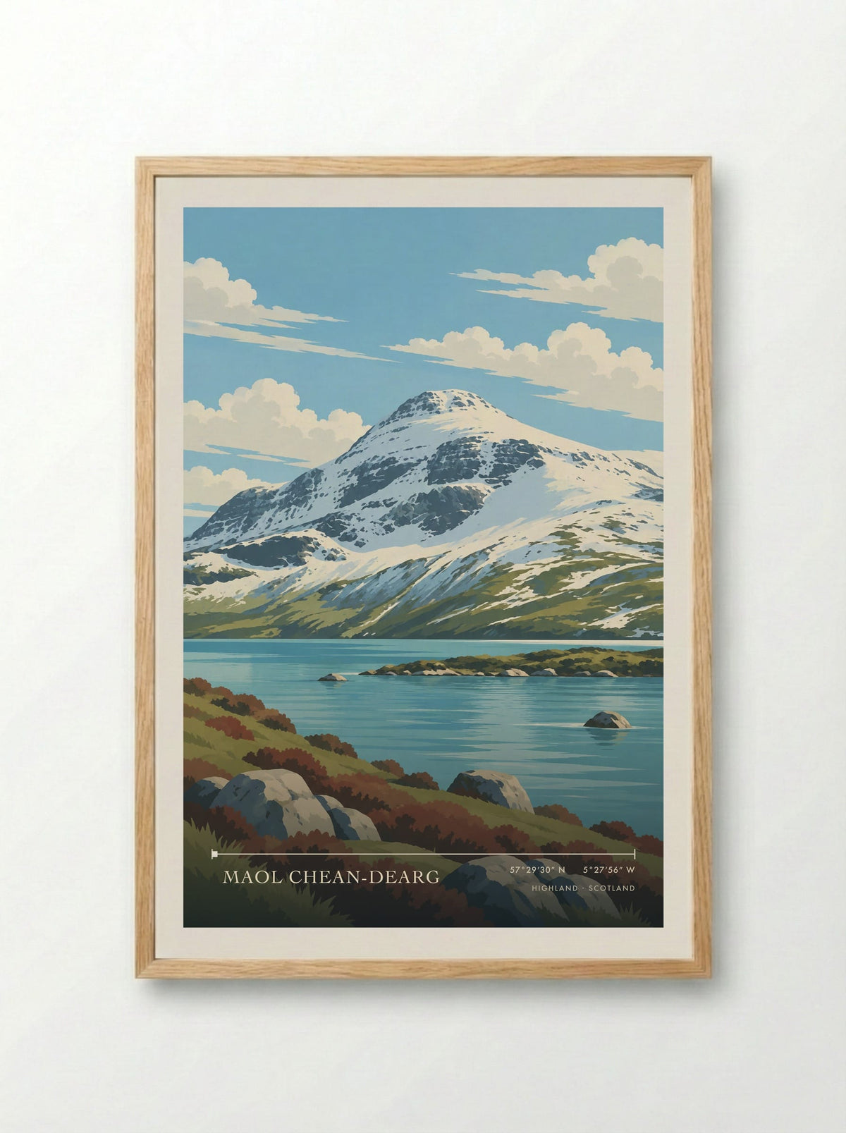 Maol Chean-dearg, Highland | Travel Poster - Framed Print Wood
