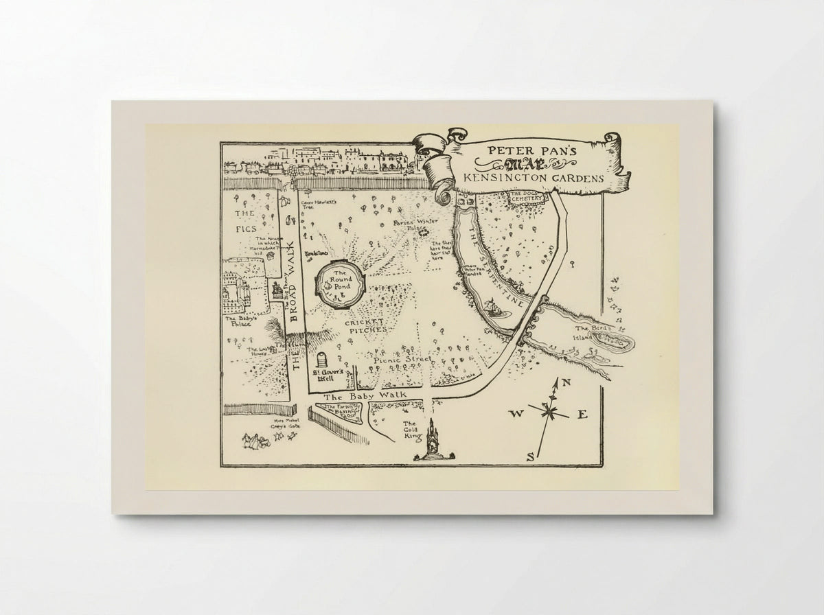Map of Peter Pan's Kensington Gardens - Arthur Rackham - Poster