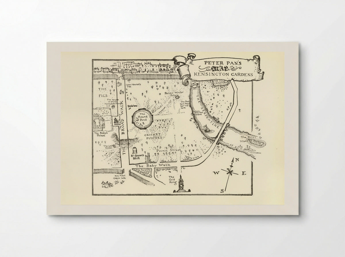 Map of Peter Pan's Kensington Gardens - Arthur Rackham - Poster