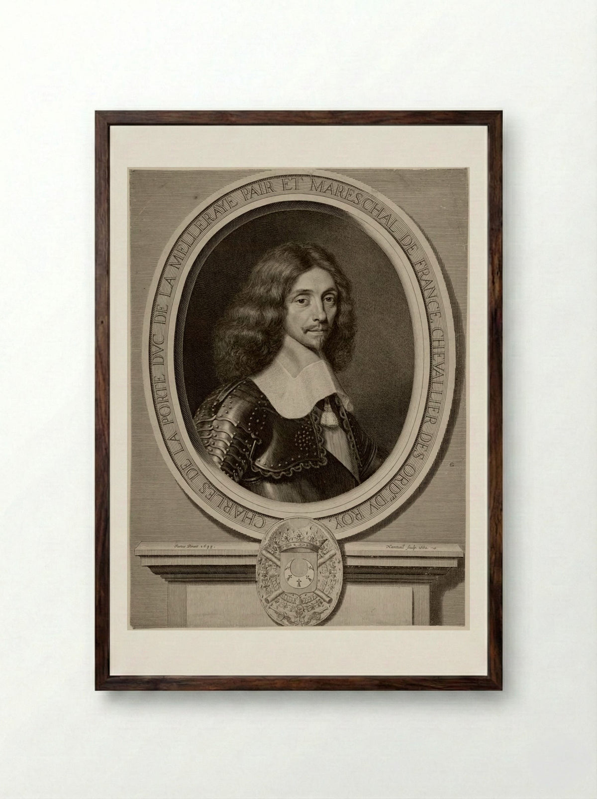 Maréchal Charles de la Porte, Duc de la Meilleraye - Robert Nanteuil - Framed Print Dark Wood