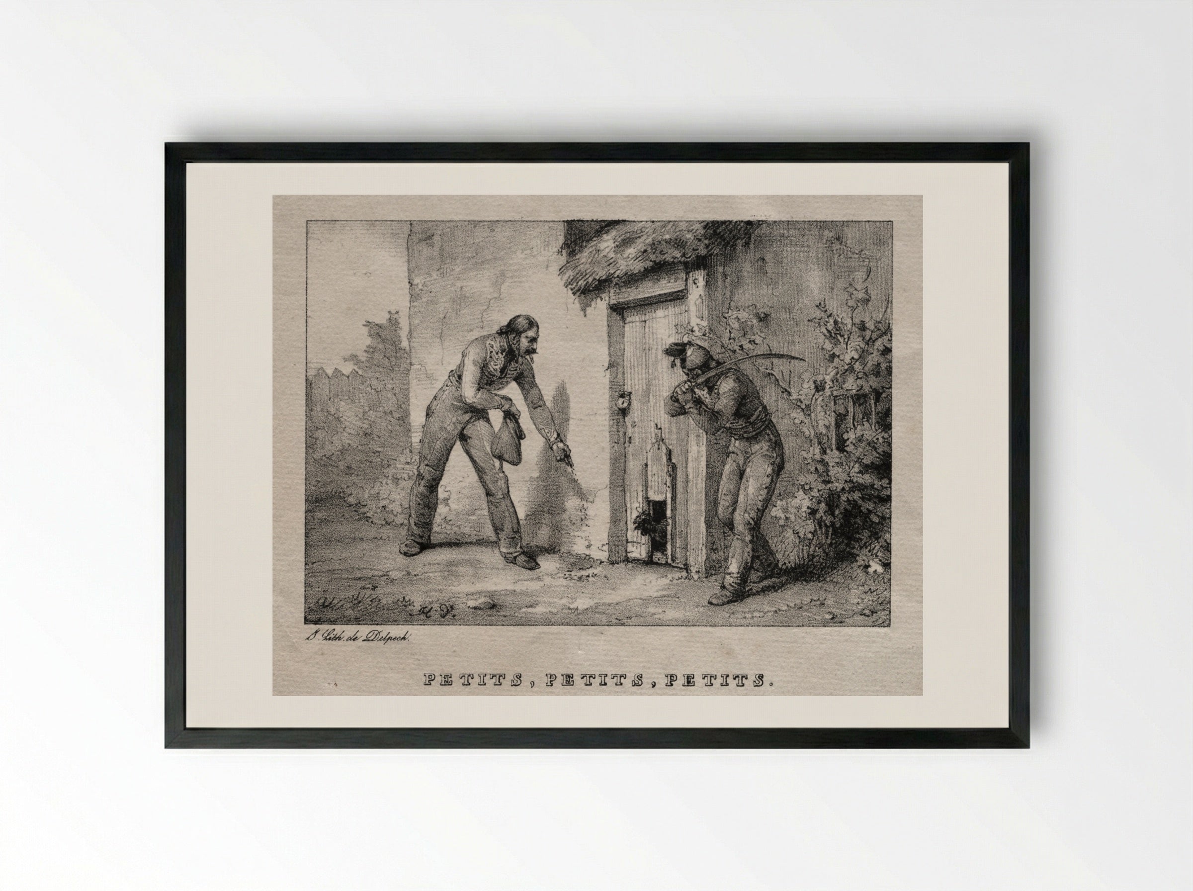 Marauders (Maraudeurs. Petits! Petits! Petits!) - Horace Vernet - Framed Print Black