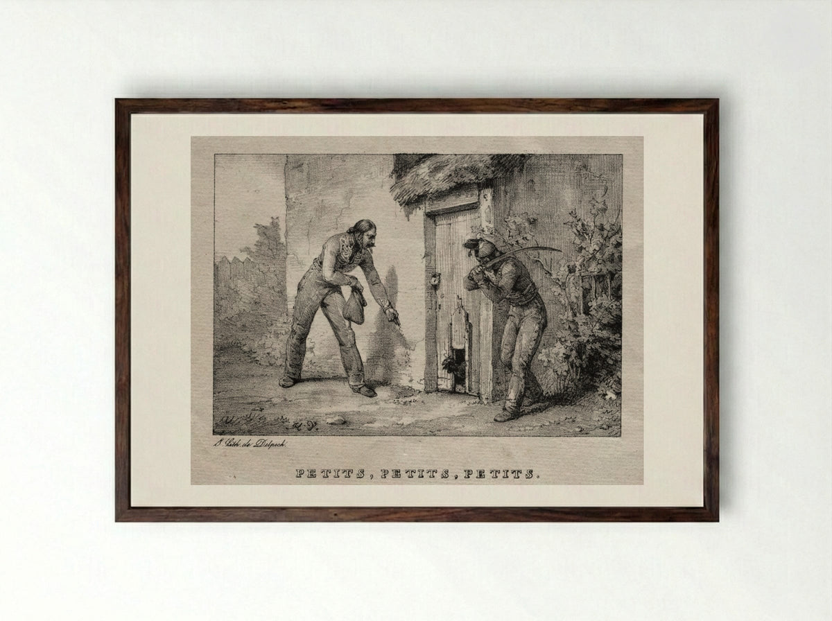 Marauders (Maraudeurs. Petits! Petits! Petits!) - Horace Vernet - Framed Print Dark Wood