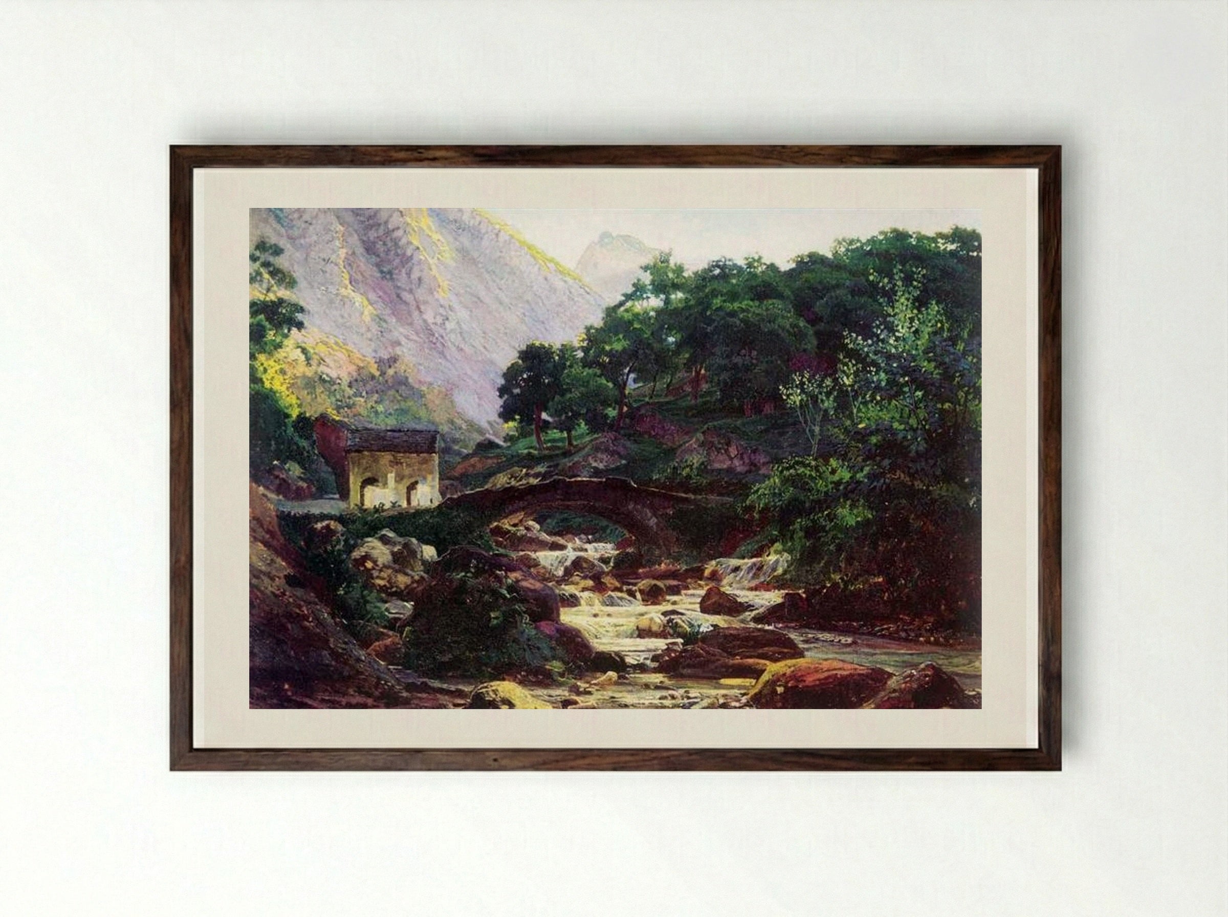 Marble Saw in Carrara - Nikolai Ge - Framed Print Dark Wood