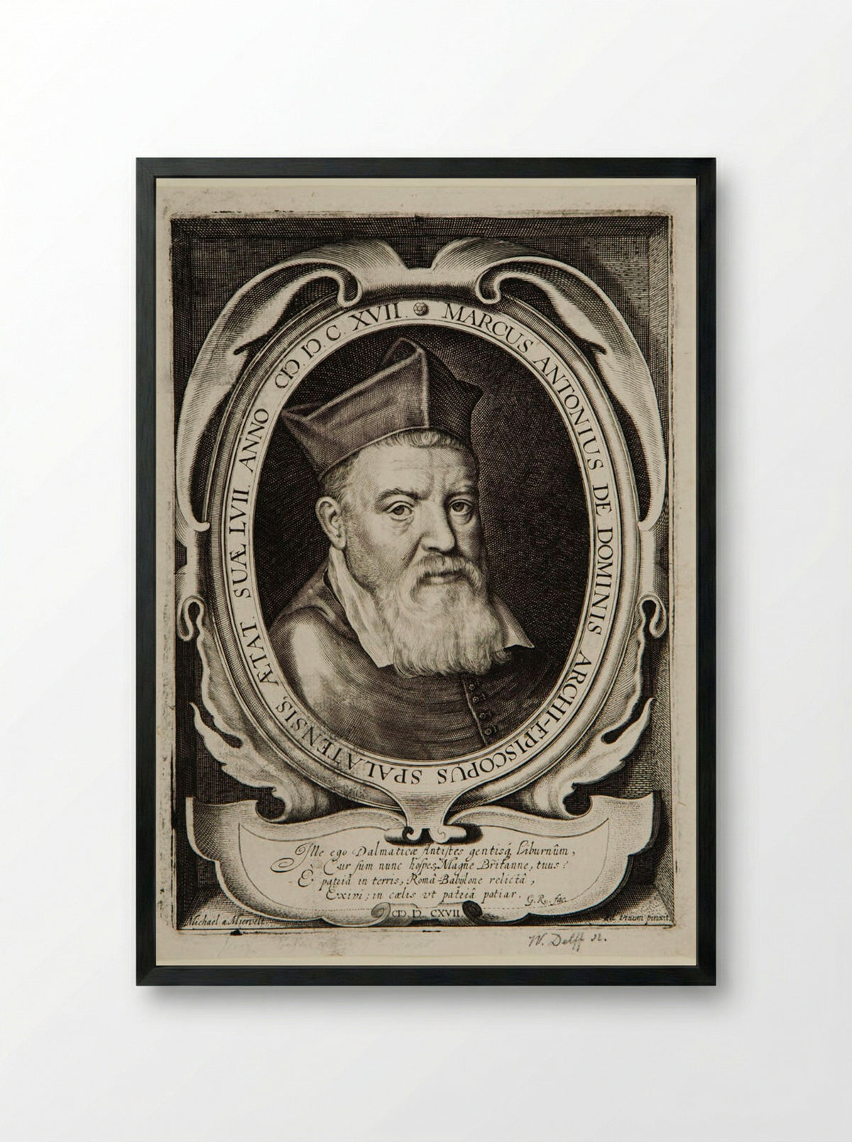 Marcantonio de Dominis, Archbishop of Spalatro - Willem Jacobszoon Delff - Framed Print Black